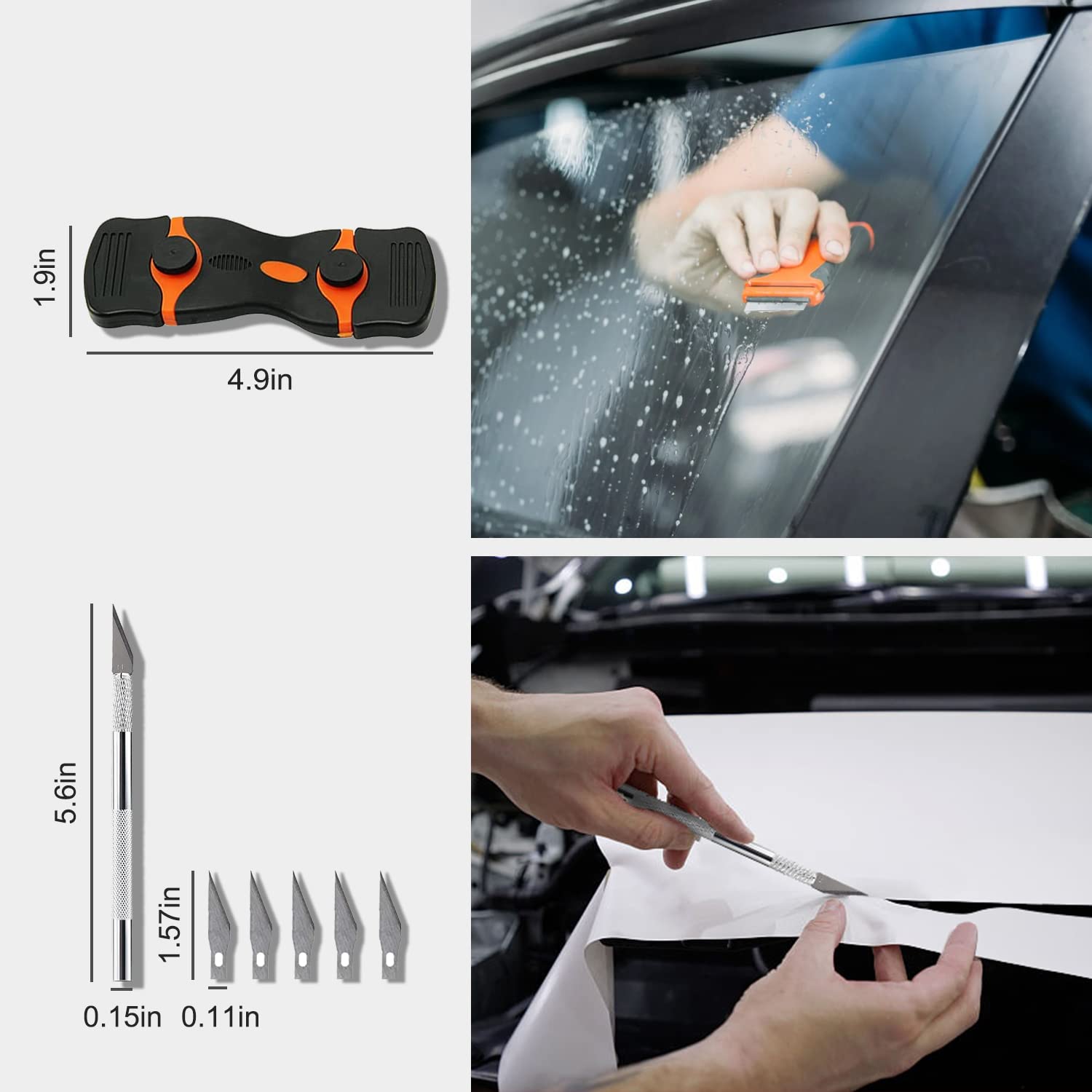 Yxgood 9 Pcs Vehicle Car Window Tint Application Tools Kit Glass Protective Film Installing Tool Car Window Film Squeegee Auto V
