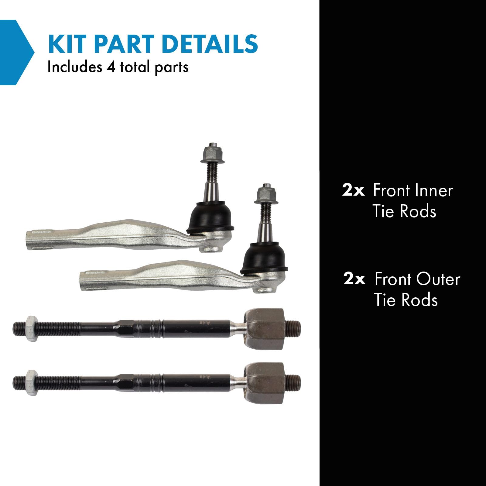 Trq Front Tie Rod Set Compatible With 2017-2019 Buick Lacrosse 2018-2020 Regal Sportback Regal Tourx 2016-2022 Chevrolet Malibu