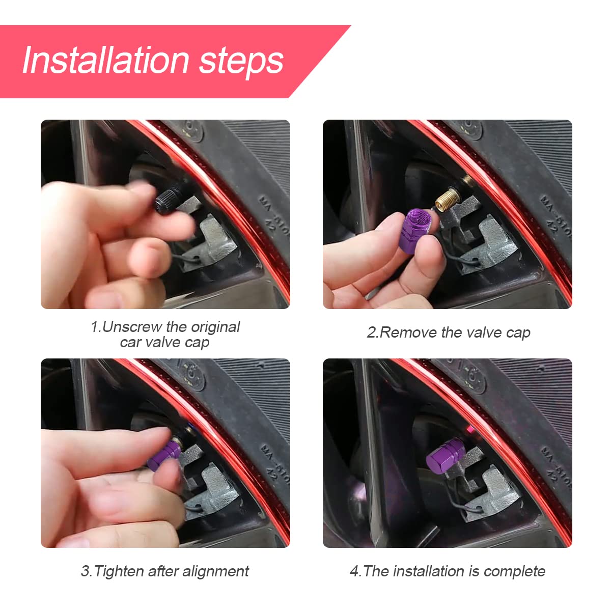 YALOK 12 PCS Purple Car Tire Valve Stem Caps - Airtight Universal Covers for Cars, Bicycles, SUVs & Motorcycles - Great Accessories for Men & Women