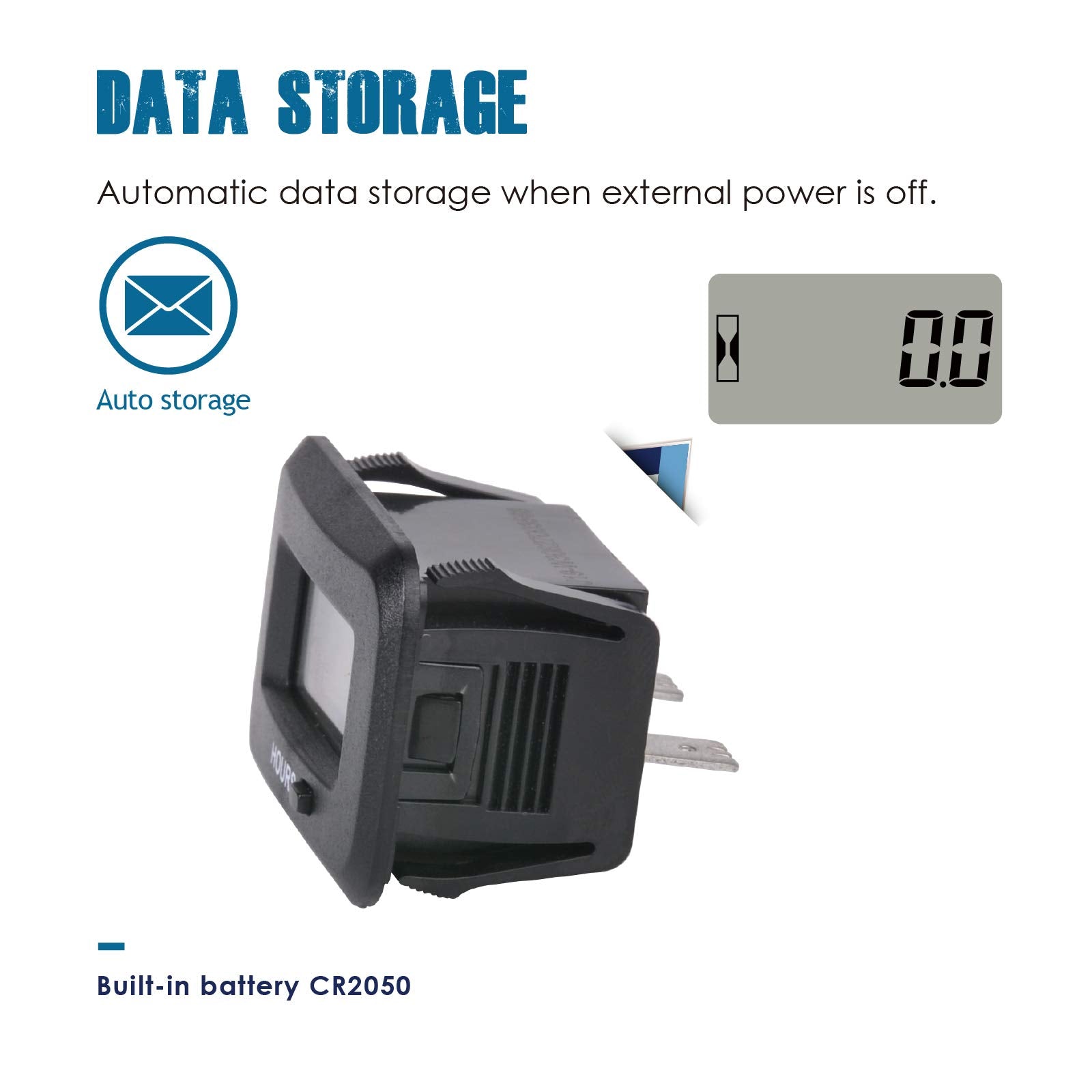 Runleader Digital Lcd Hour Meter,Ac/Dc 5V To 277V For Lawn Mower Generator Motorcycle Golf Cart Forklift Scrubber Machine Etc.