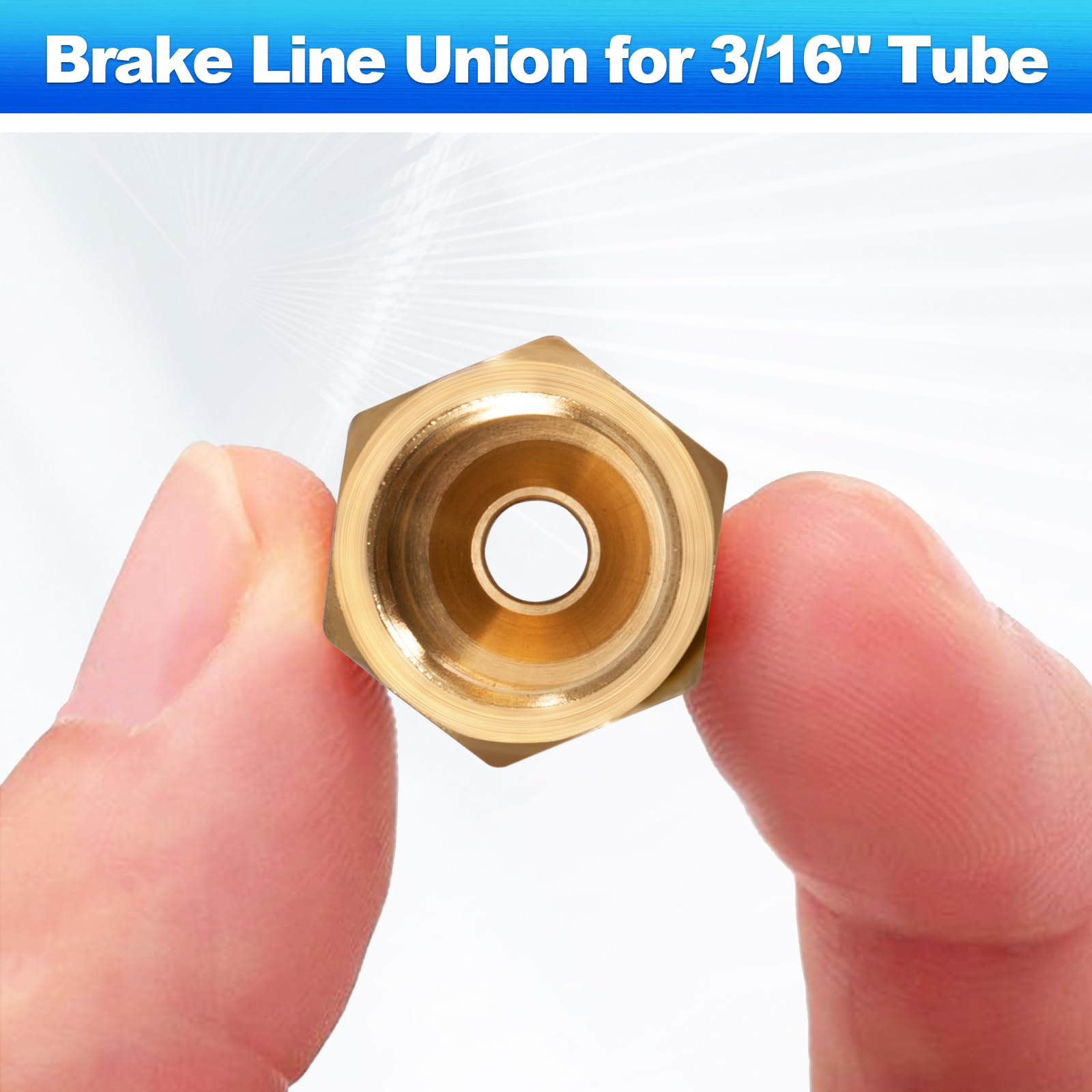 Spurtar 21Pcs 3/16 Brake Line Fittings 3/8 Inch-24 Threads, Brake Line Pressure Fittings for 3/16 Inch Brake Line, Brass Brake L