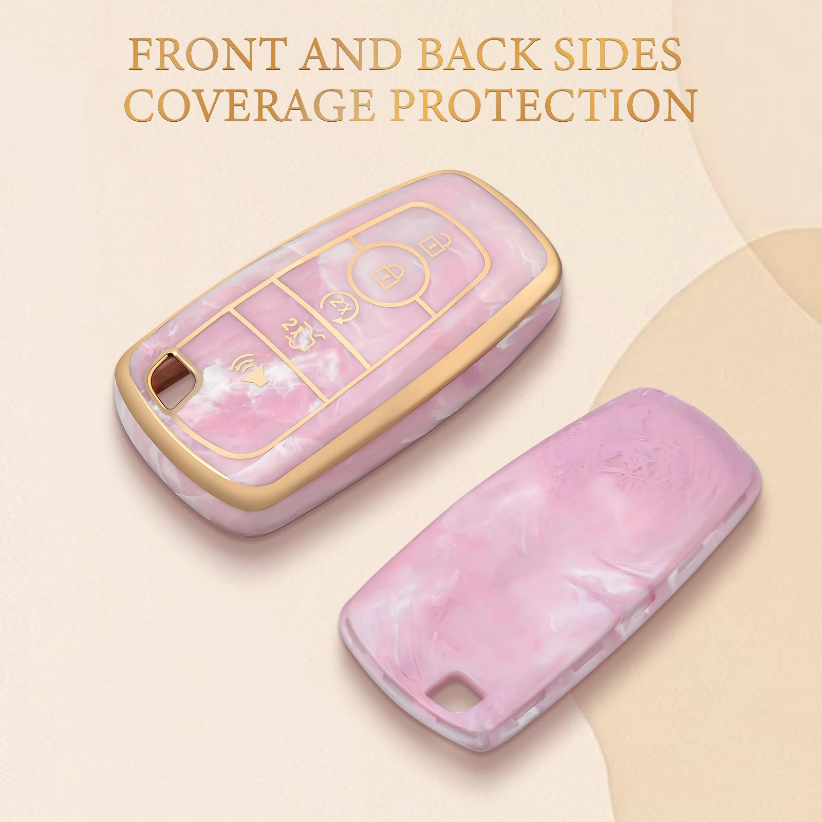 OFFCURVE Key Fob Cover for Ford Fusion Explorer Escape F150 F250 F350 F450 F550 Edge Maverick Expedition Lincoln Aviator 5 Butto