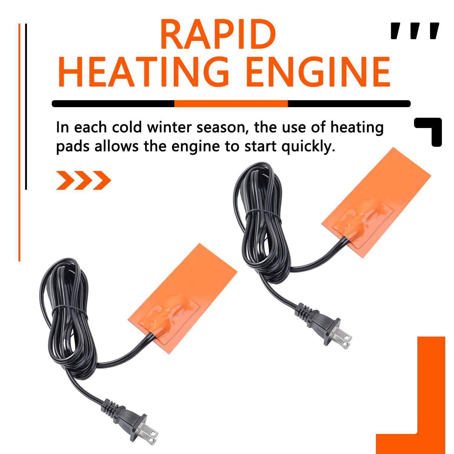 2 x 5in Car Engine Silicone Pad Heater - Self-Adhesive, 2Pcs Oil Pan Heater Pad Car Truck Oil Pan Heater Pad for Metal Surface w