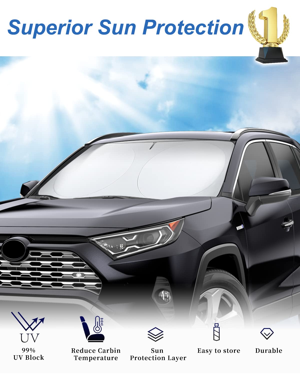 Windshield Sun Shade- Front and Side Window Sun Cover Block Sun Heat Protect Vehicle Interior Accessories Sunshades Prevent Pryi