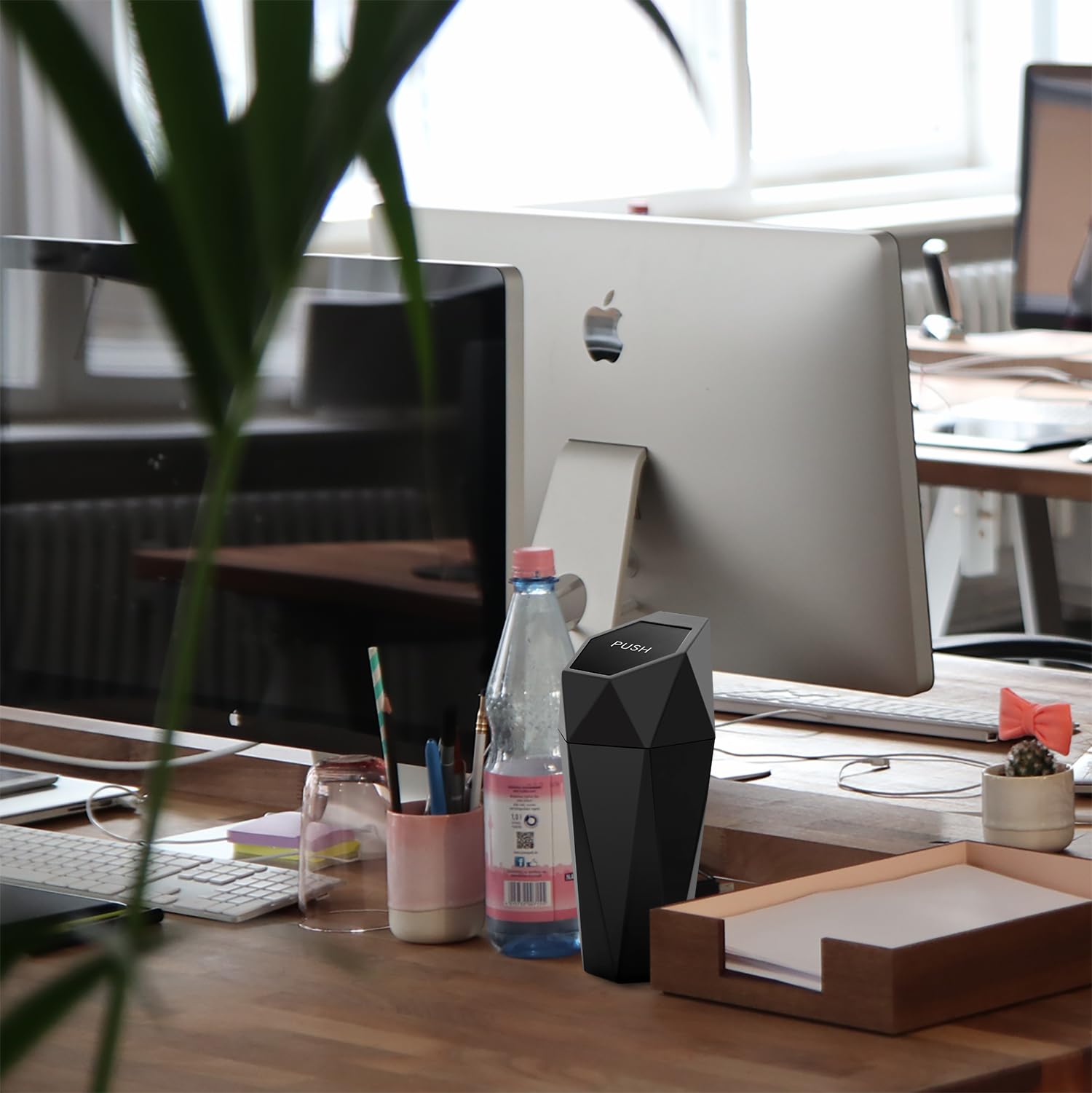 Ginsco Car Trash Can With Lid, Mini Car Trash Can Cup Holder, Car Garbage Can Car Accessories For Interior, Leakproof Car Trash