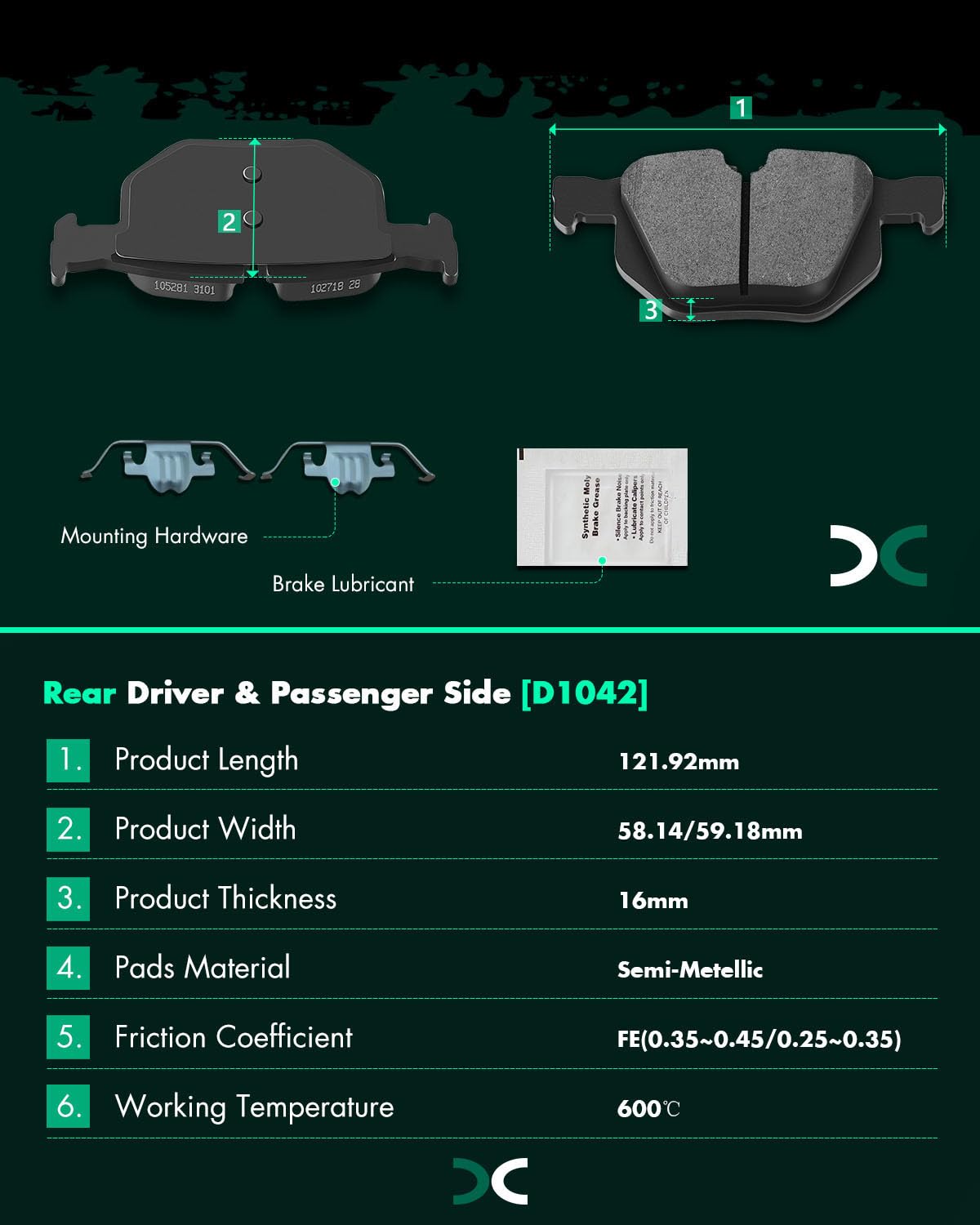 Scitoo D1294 D1042 Semi-Metal Brake Pads Kits Front & Rear Replacement For Bmw X5 2007-2017,For Bmw X6 2010-2017