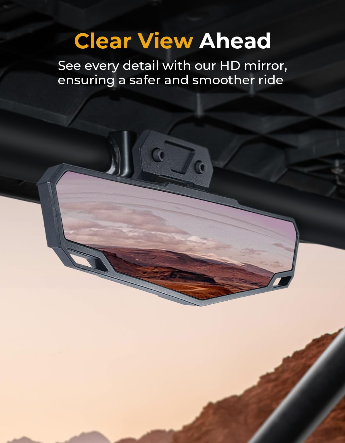 Kemimoto Center Rear View Mirror High-Definition Race Convex Mirror Compatible With Polaris Rzr Pro Xp / 4, Turbo R /4 2020 2021