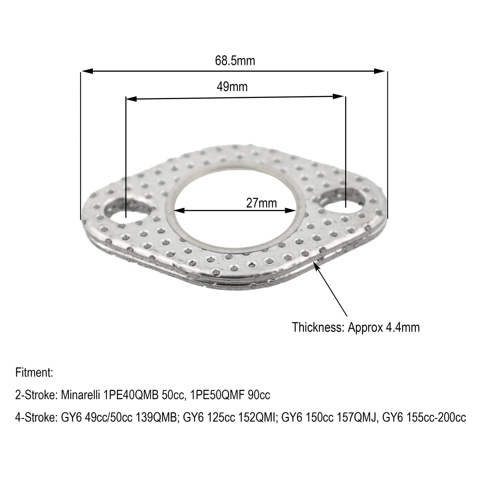 Glixal Gy6 50Cc 125Cc 150Cc Heavy Duty Extra-Thick Metal Exhaust Gasket For 139Qmb 139Qma 152Qmi 157Qmj Based Engine Scooter Moped Atv