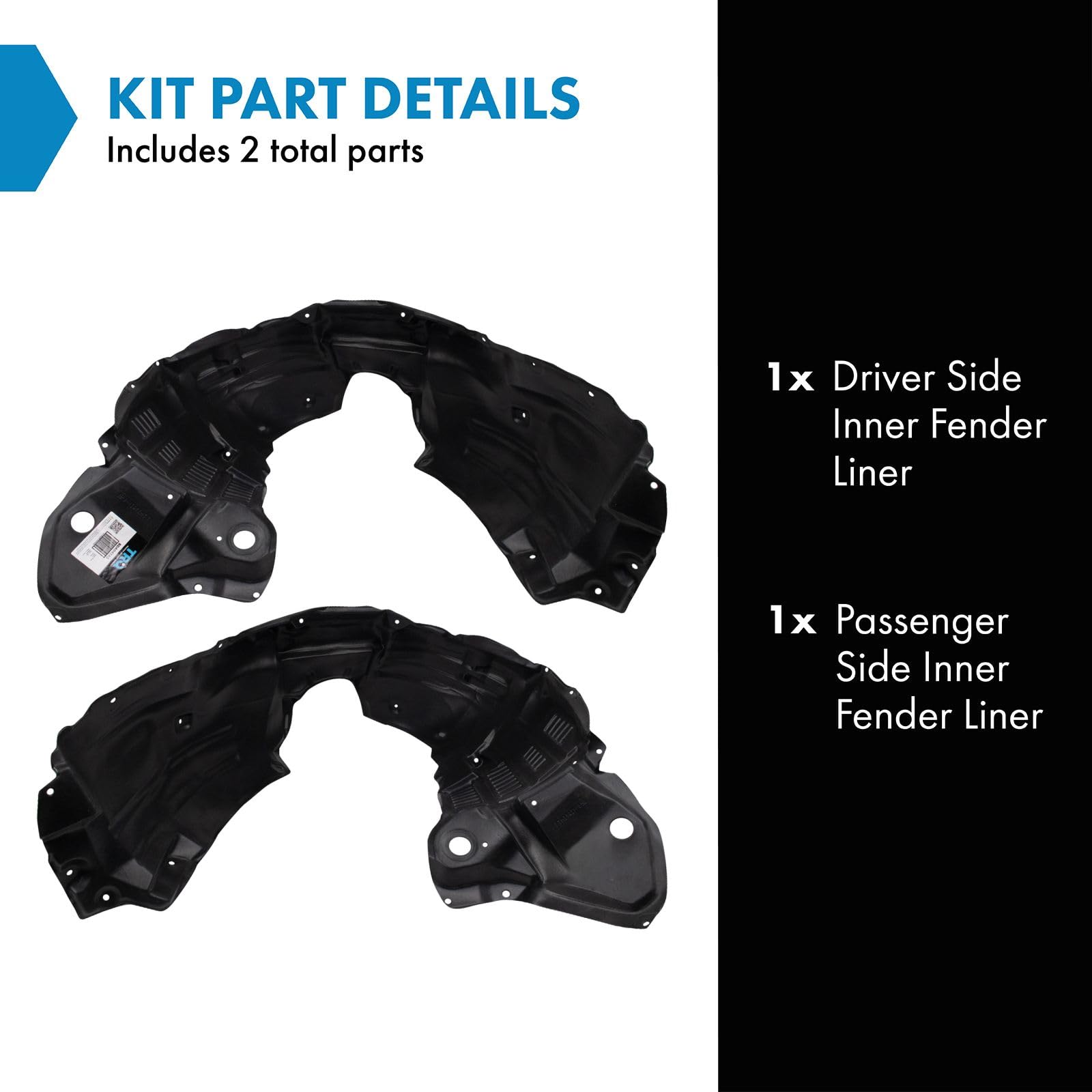 Trq Inner Fender Liner Set Compatible With 2014-2019 Toyota Highlander To1248195 To1249195