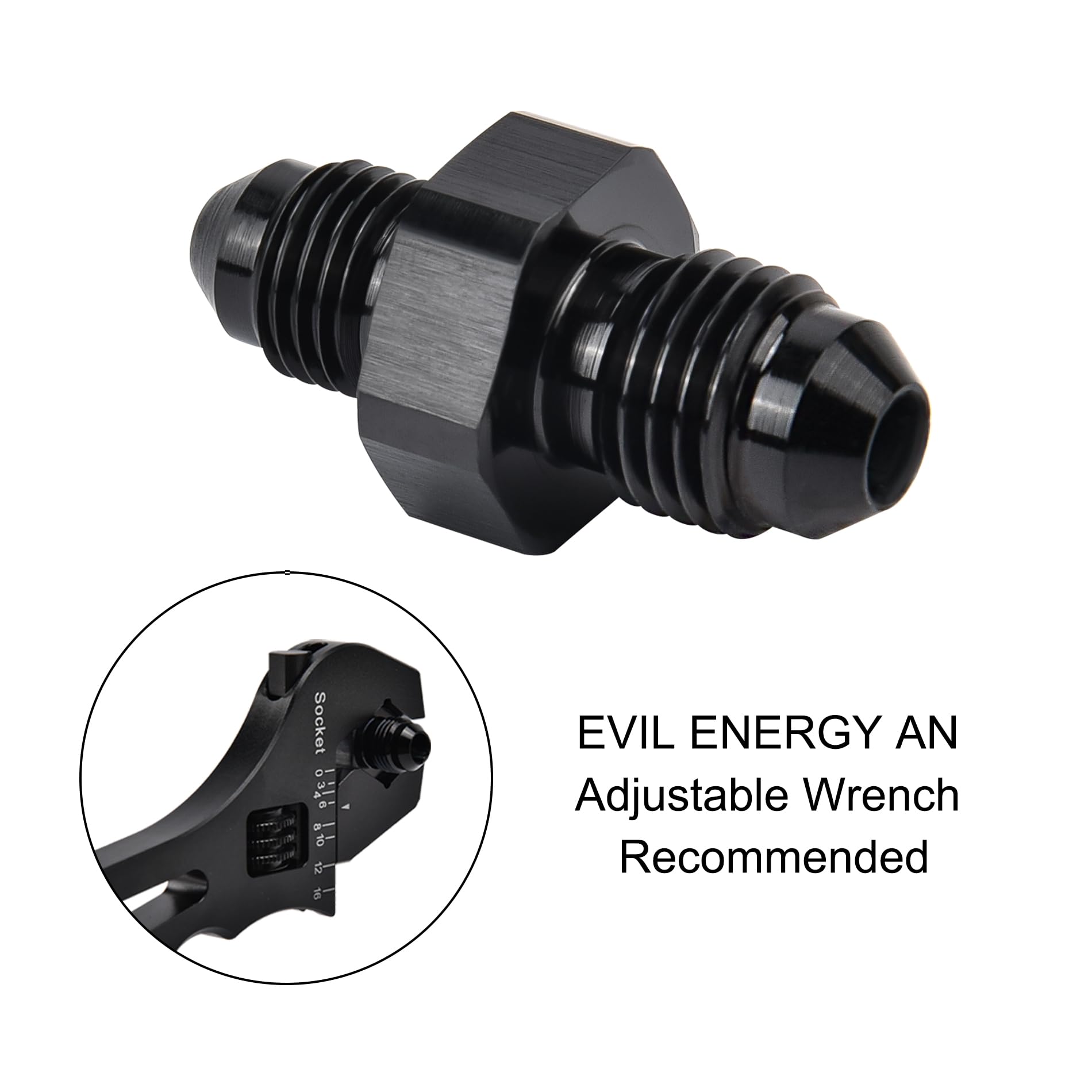 EVIL ENERGY 4AN Male to AN3 Male Flare Reducer Coupler Union Straight Adapter Fitting Black