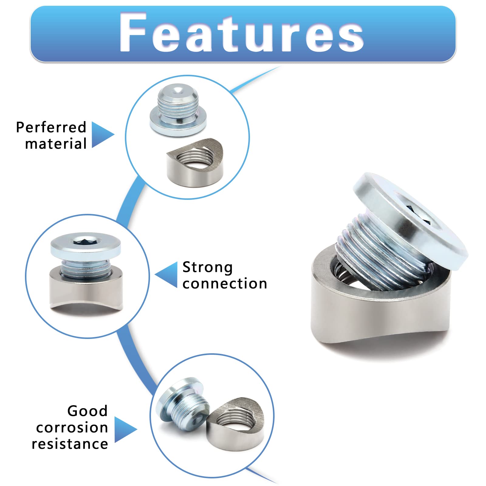 Ledaut M18X1.5 Bung And Plug Notched Style Stepped Notched Style Mounting Bung And Plugs (1 Bungs/1 Plugs)