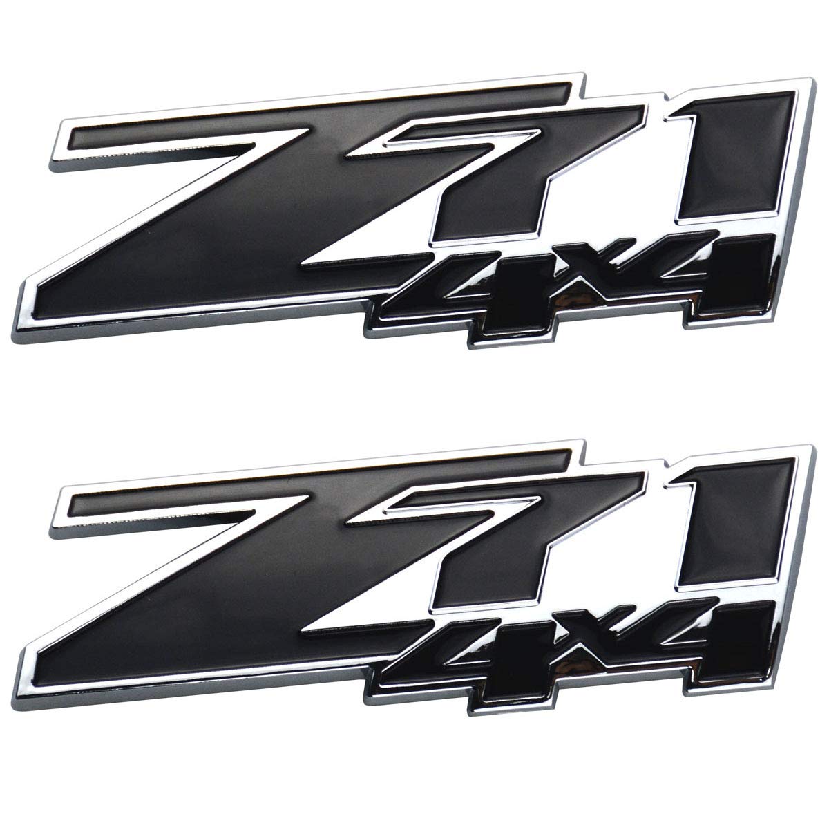 Aimoll 2pcs Z71 4x4 Emblems Badges, 3D ABS Decal Emblems Replacement for Chevy GMC Silverado (Chrome Black)