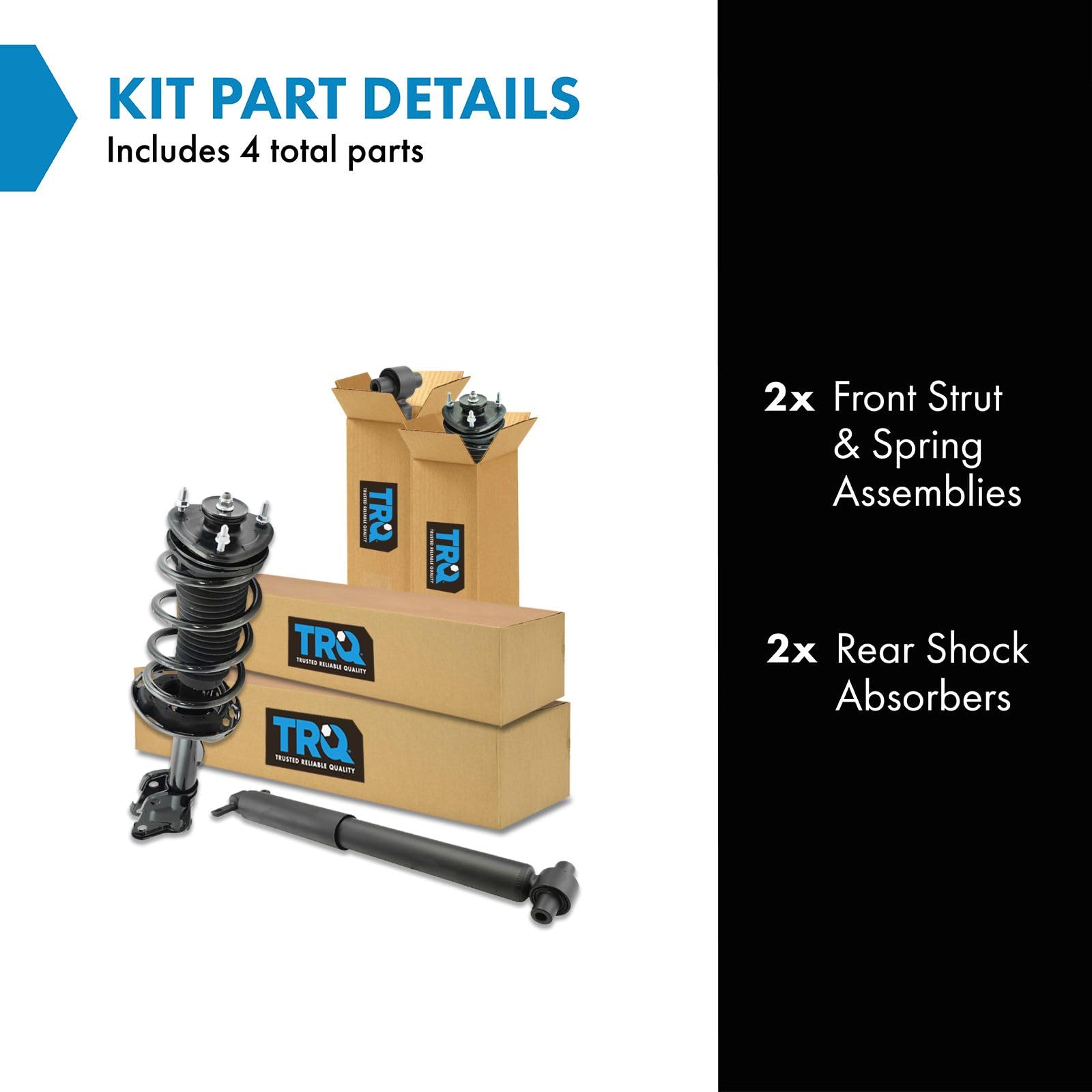 Trq Front And Rear Complete Strut Assembly & Shock Absorber Kit Complete Strut & Coil Spring Assembly Compatible With 2009-2015