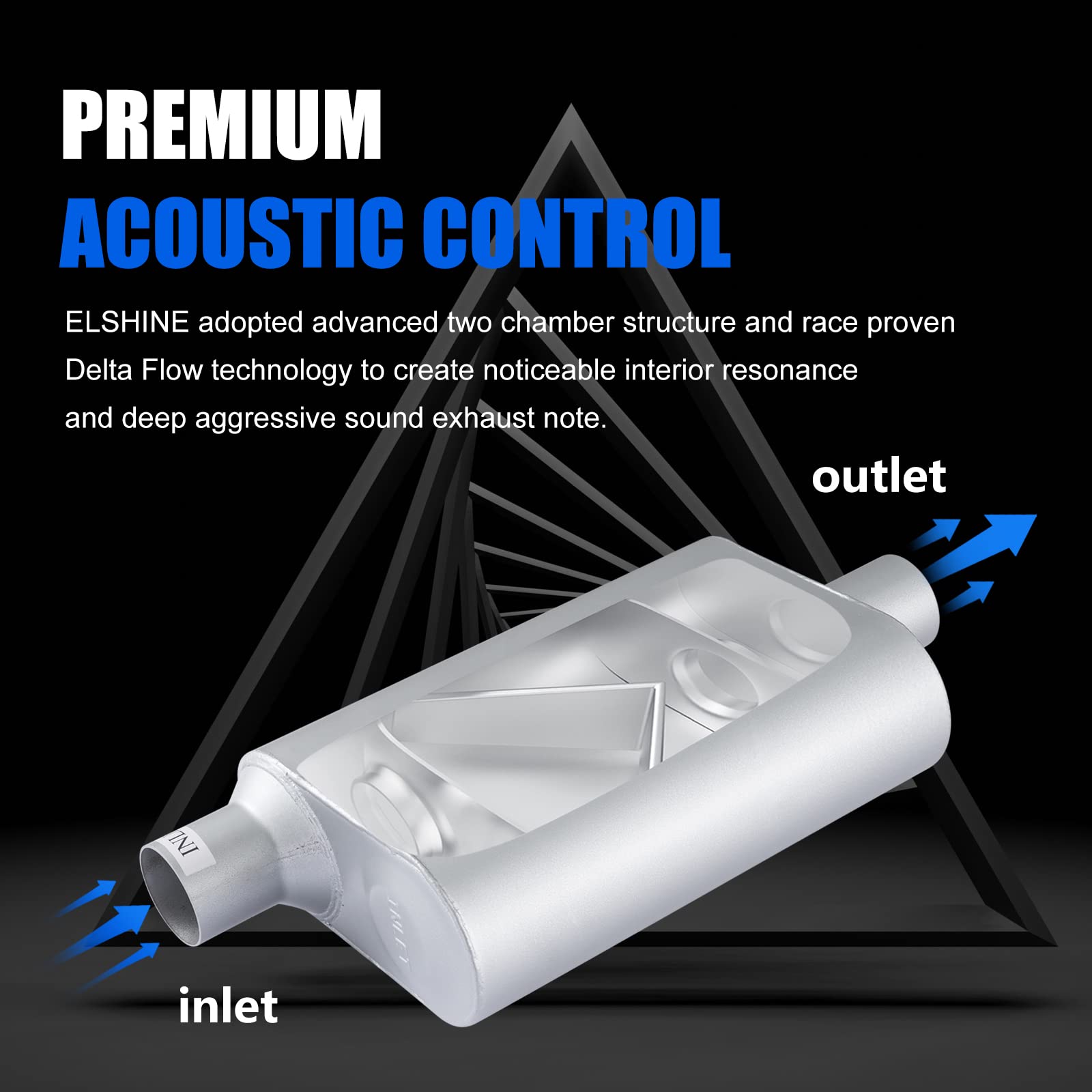 Universal Exhaust Muffler With Aggressive Sound, Anti-Corrosive Muffler, Chamber Performance Mufflers For Cars, Trucks(2.25'' Of