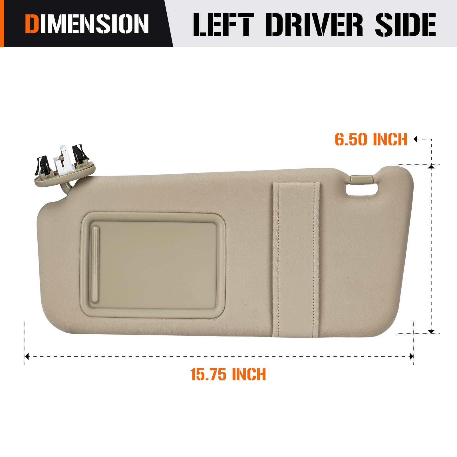 Sun Visor With Light For Toyota Camry 2007-2011 With Sunroof, Left Driver Side Beige Sunvisor Replace 74320-06800-B0