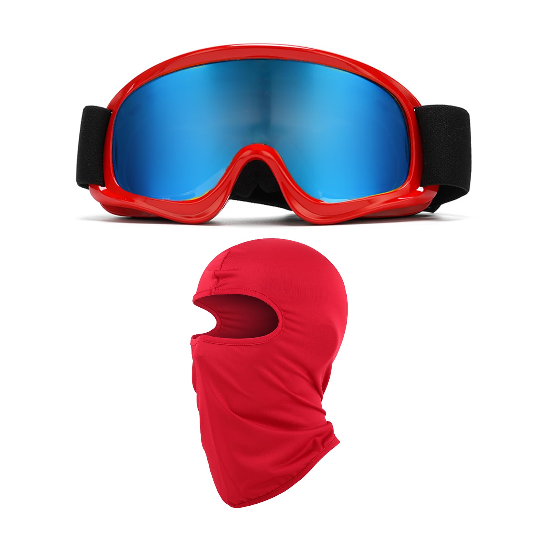 LJDJ Kids Dirt Bike Goggles ATV Motorcycle Off-Road Riding Motocross Glasses with Sun UV Protection Balaclava Full Face Cover (R