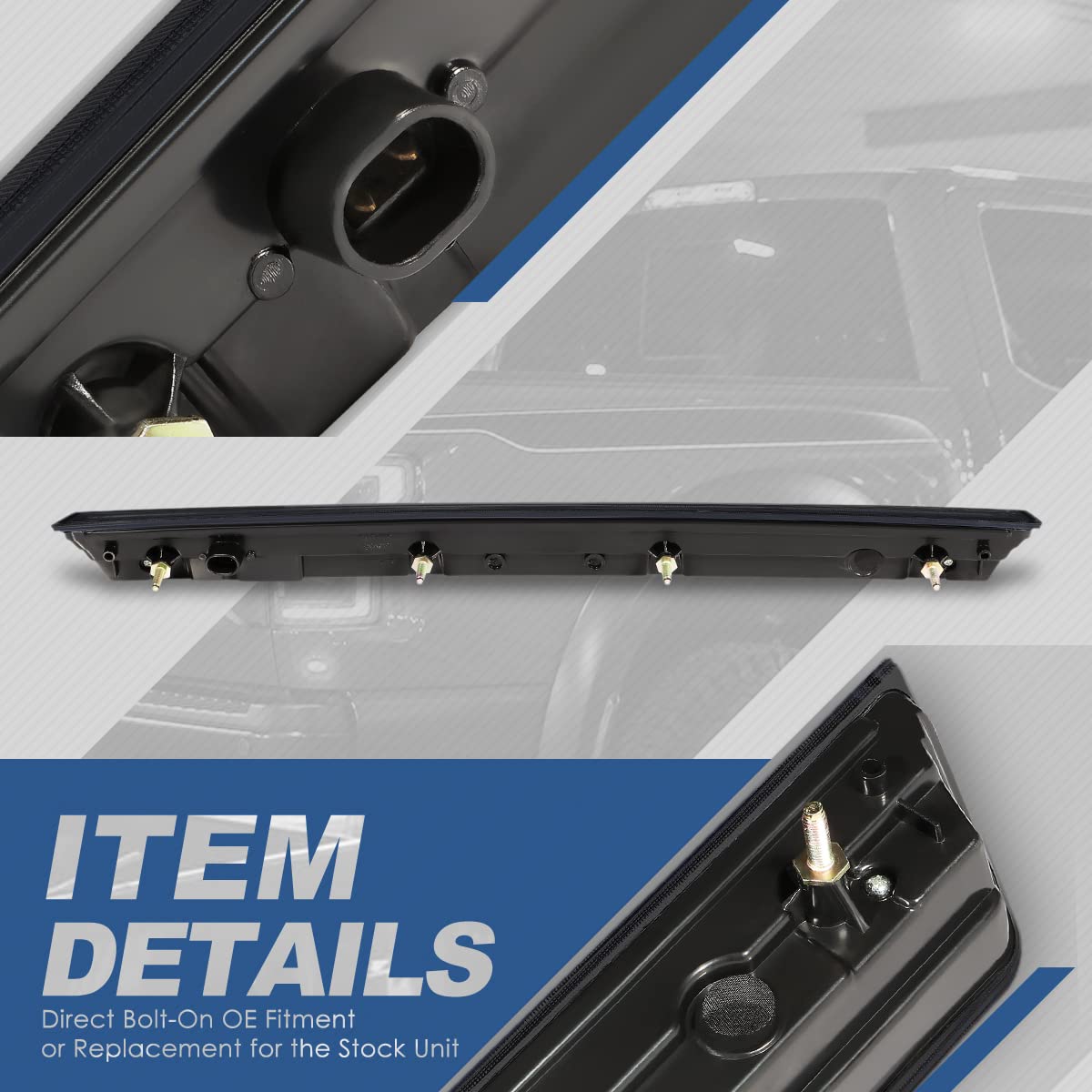 Auto Dynasty Full Led 3Rd Third Brake Tail Light Rear Stop Lamp Compatible With Chevy Suburban Tahoe 15-20, High Mount, Black Ho