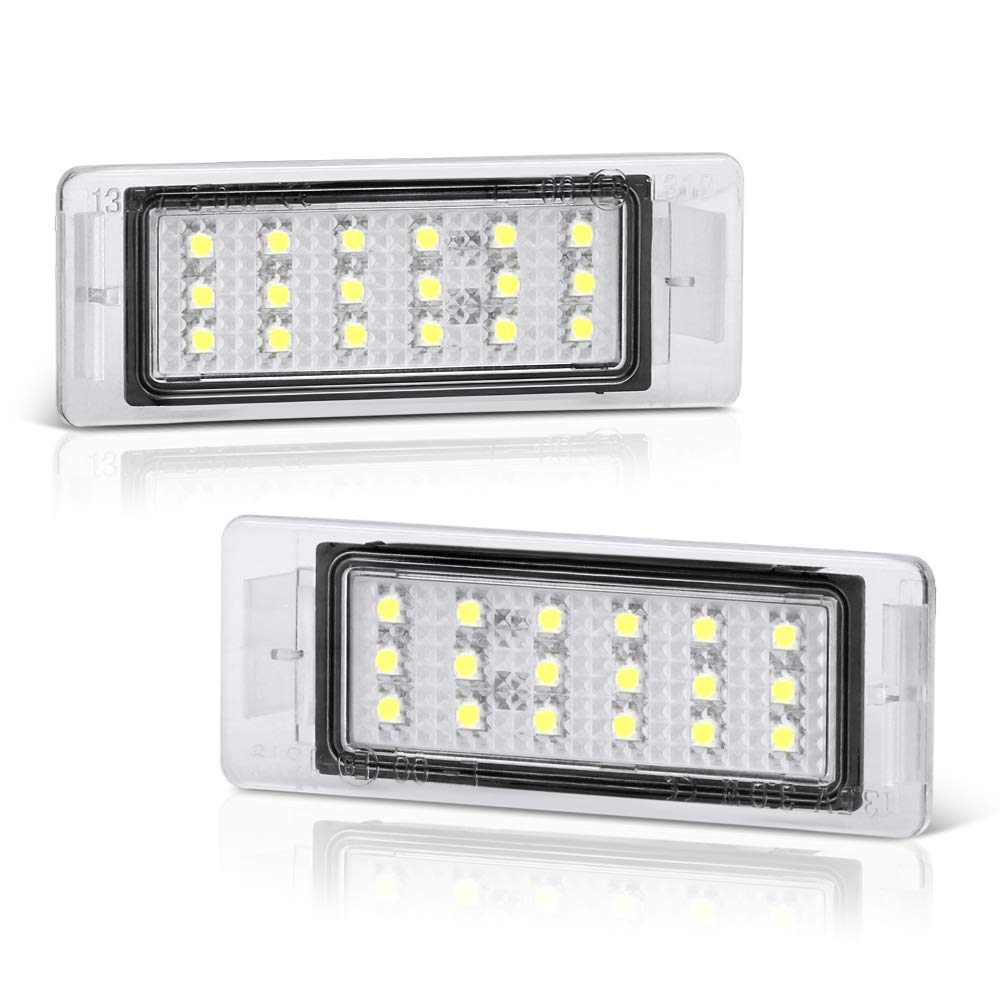 Vipmotoz Full Led License Plate Light Tag Lamp Assembly Housing Pair Replacement For Chevy Ss Corvette Equinox Impala Traverse Gmc Terrain Buick - 6000K Diamond White, 2-Piece Set