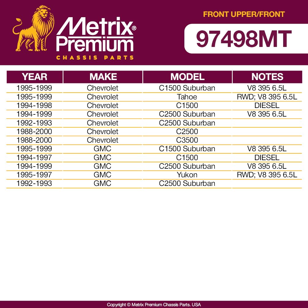 Metrix Premium Chassis Parts - 4 Pc Front L/R Upper Control Arm & Front Sway Bar Stabilizer End Link Kit Fits 95-99 Chevrolet C1