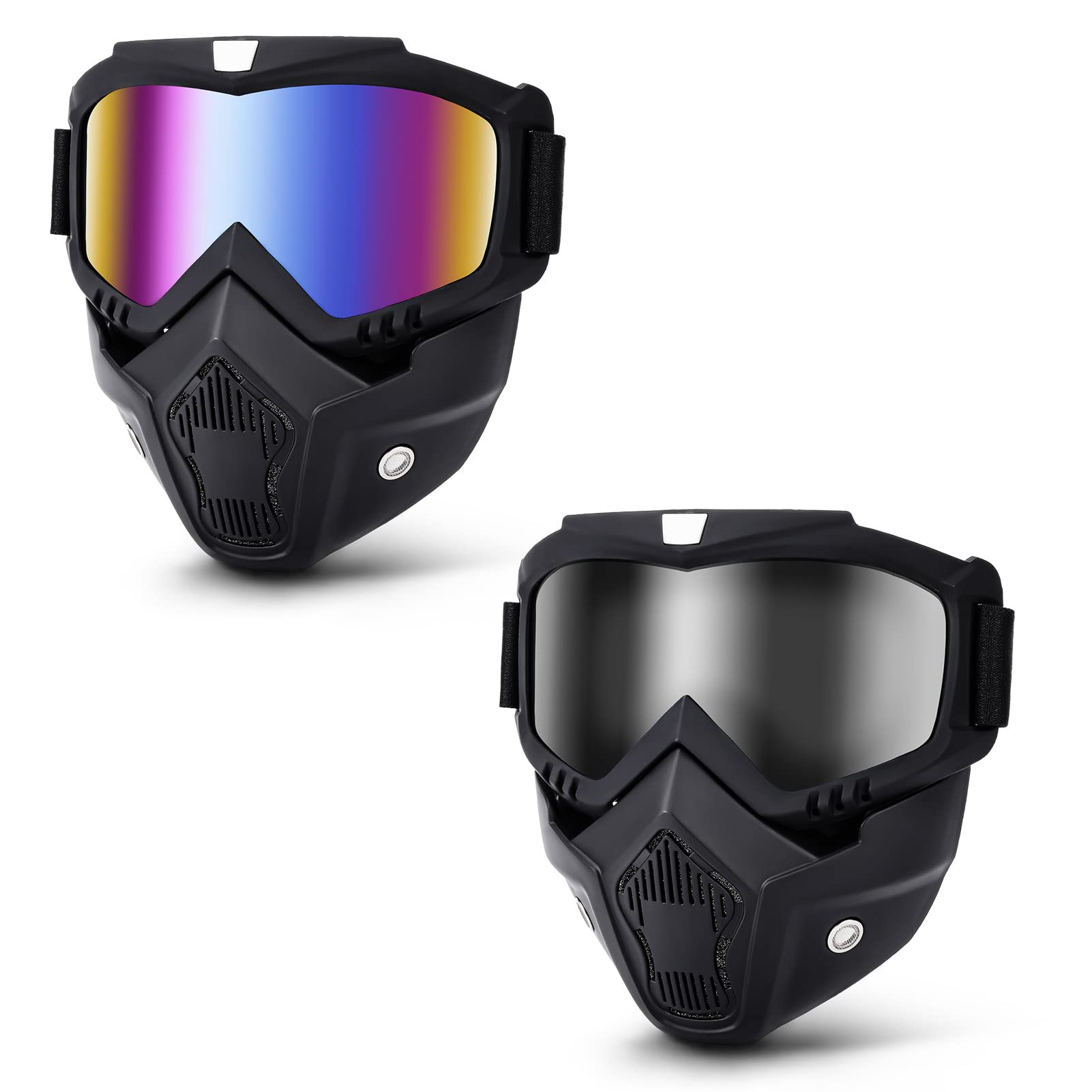 Shuoliyan 2 Pieces Motorcycle Goggles - Dirt Bike Goggles With Removable Face Shield, Motocross Goggles Paintball, And Airsoft M