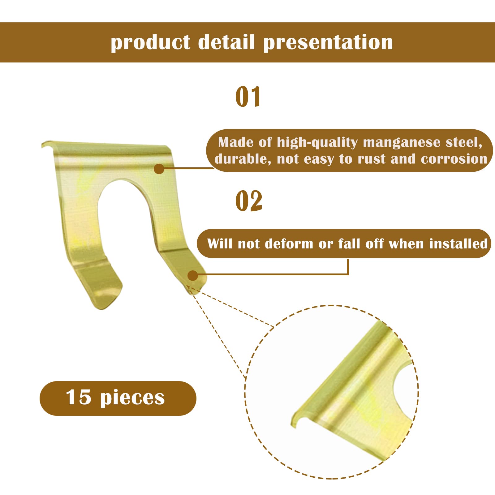 15 Pieces Brake Line Clips Metal Brake Line Retainer U Shaped Brake Hose Clips Replacement Hose Clamps Metal Brake Line Retainer