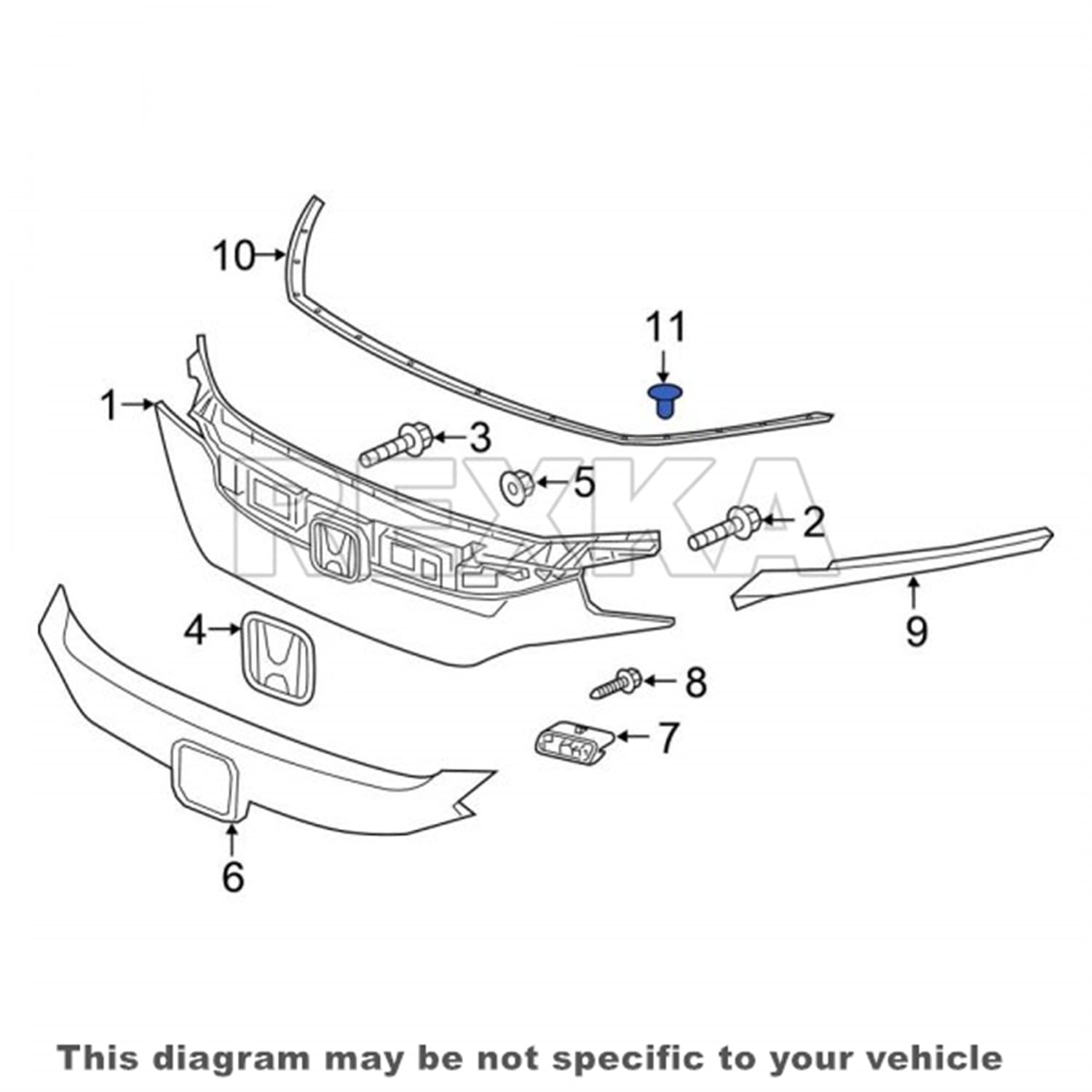 Rexka 30 Pcs Grille Retaining Clip For Honda 91504-Tba-A01 Civic