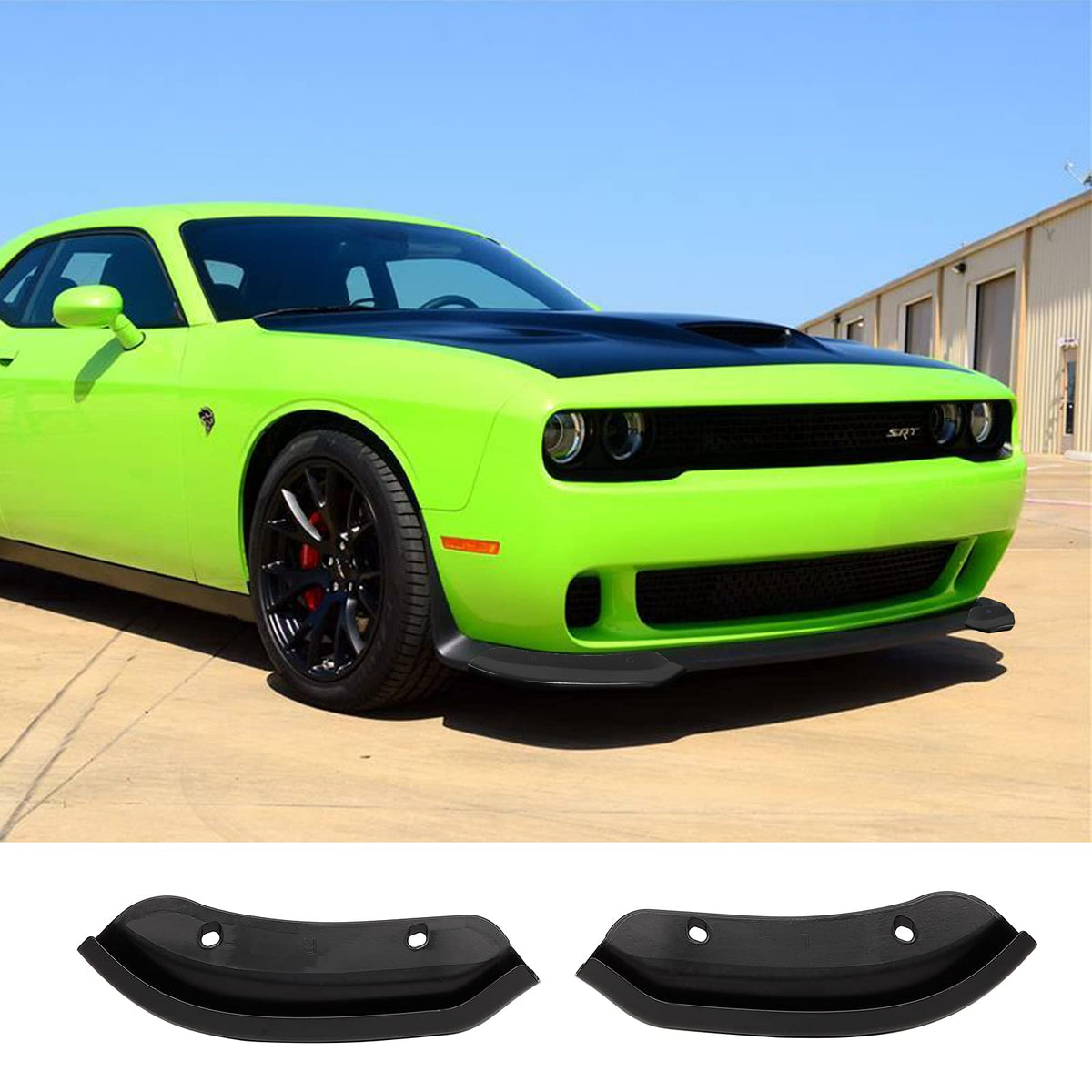 Voodonala Front Splitter Bumper Lip Protector For Dodge Challenger Hellcat Widebody 2015-2021(2Pcs/Set,Matte Black)