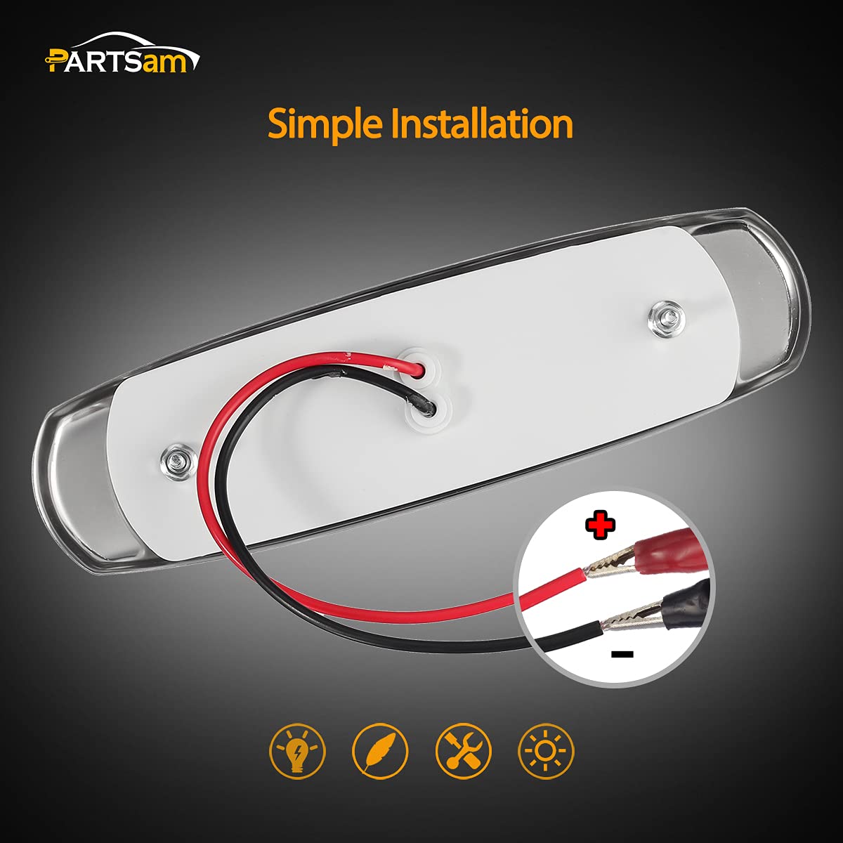 Partsam 10Pcs 6.2'' Amber 12Led Side Marker Clearance Lights With Stainless Steel Bezel For Trailer Truck Rv Camper 12V