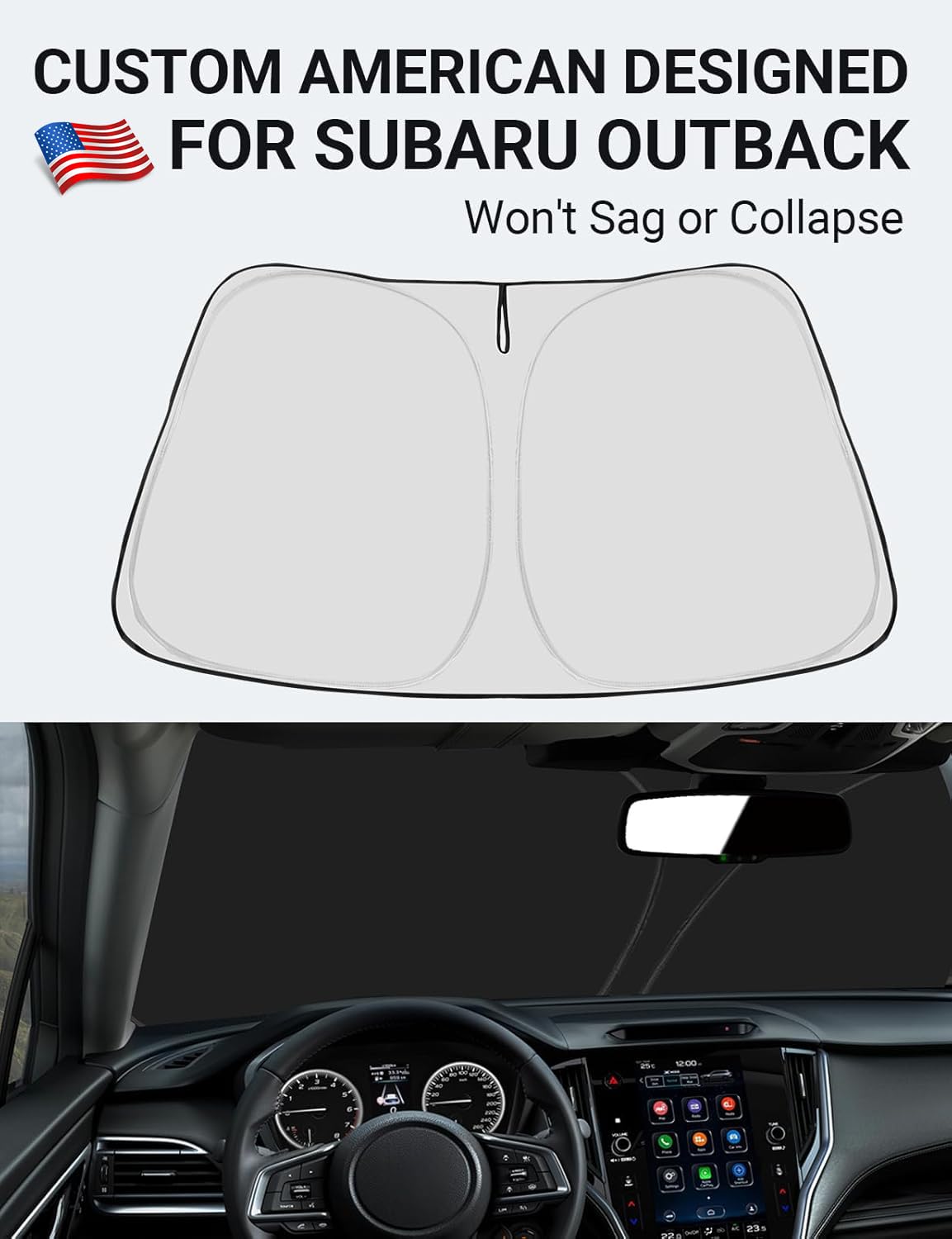Proadsy Custom Fit Subaru Outback 2020-2024 2025 Windshield Sun Shade 4-Layer Foldable Front Sunshade Protector Sun Visor Blocks
