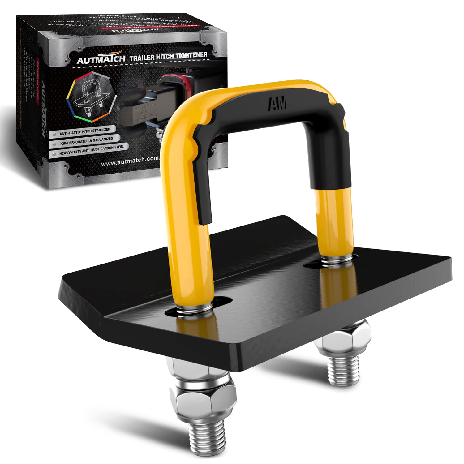 AUTMATCH Hitch Tightener Anti-Rattle Clamp, Heavy Duty Hitch Stabilizer for 1.25  and 2  Trailer Hitches, Rubber Isolator and An