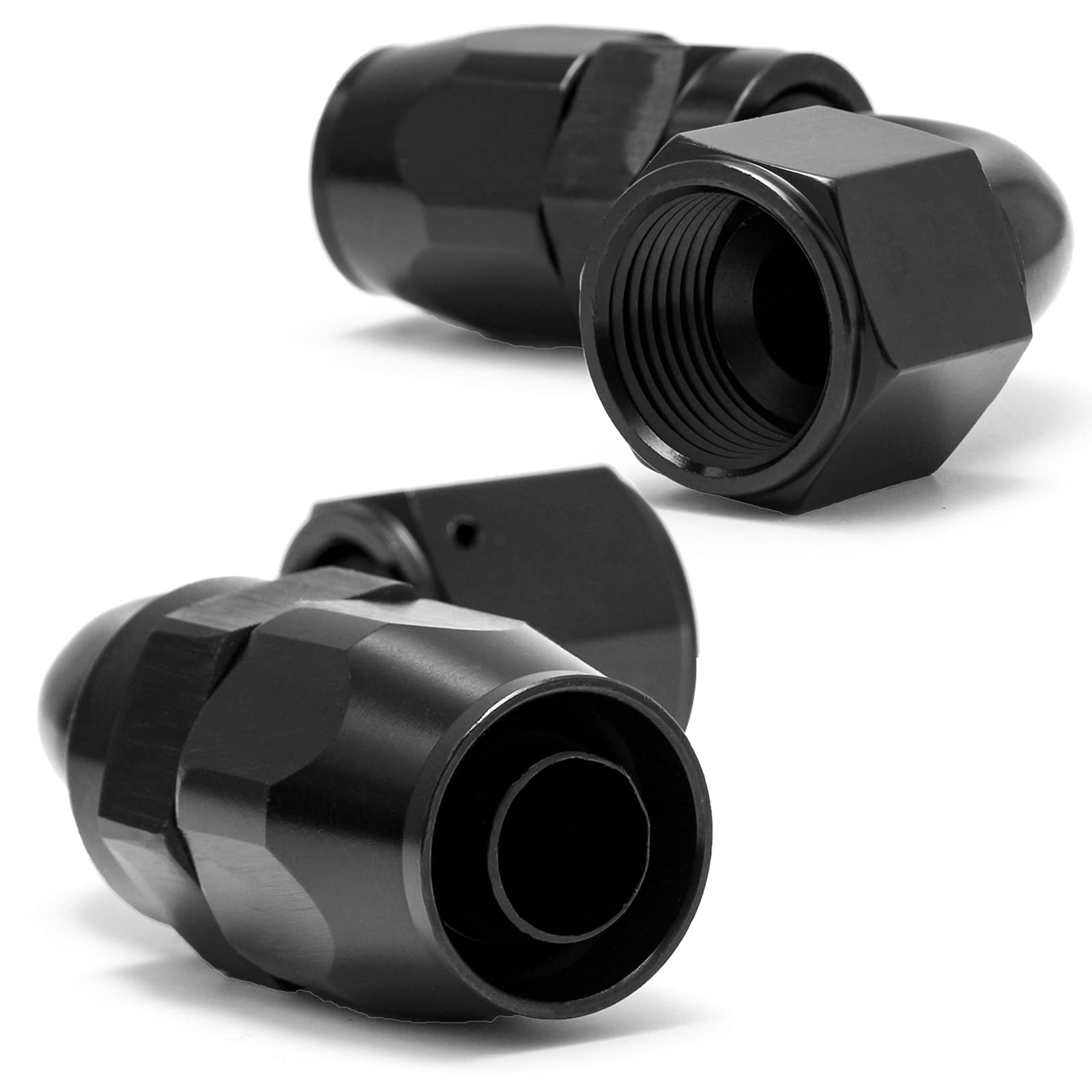 Shineyoo 8An 90 Degree Swivel Hose End Fitting 2 Pcs For Braided Fuel Oil Line End 8An Fittings Aluminum Black