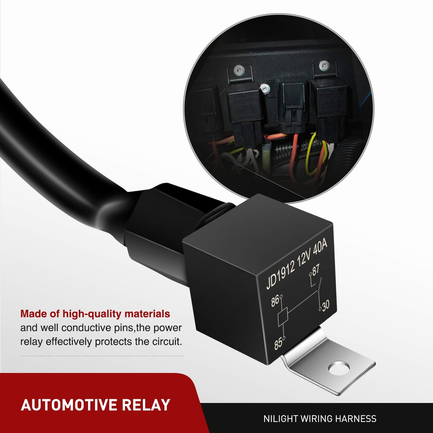 Nilight Led Light Bar Wiring Harness Kit Motorcycle Handlebar Switch 16Awg 2 Leads 12V On Off Push Button Switch For Motorcycle