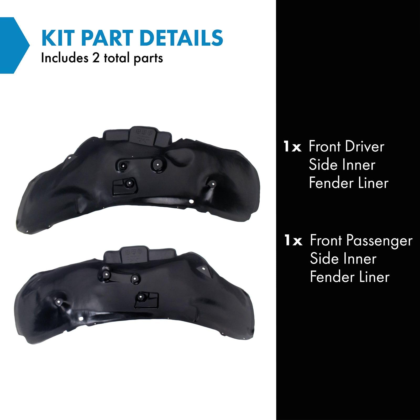 Trq Front Inner Fender Liner Set Compatible With 2002-2008 Dodge Ram 1500 2003-2009 Ram 2500 2005-2009 Ram 3500 Ch1248125 Ch1249