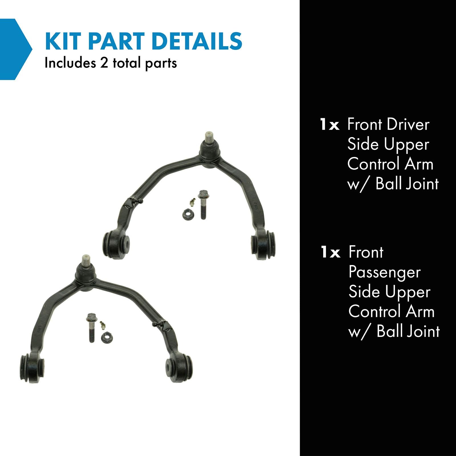 Trq Front Upper Control Arm With Ball Joint Set Compatible With 1993-1998 Lincoln Mark Viii