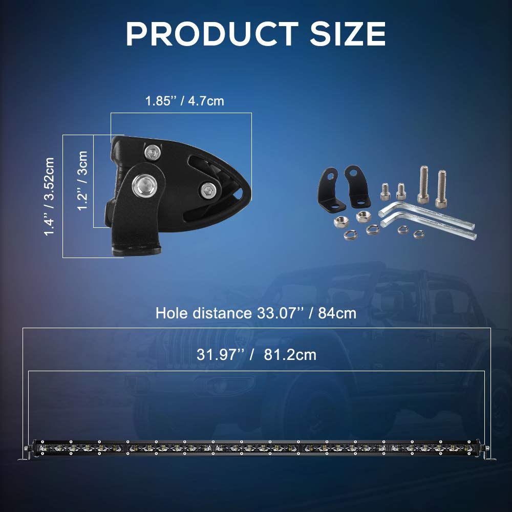 Co Light Led Light Bar Single 32 Inch Slim Single Row Lightbar Driving Combo Beam Off Road Work Lights With Mounting Brackets &