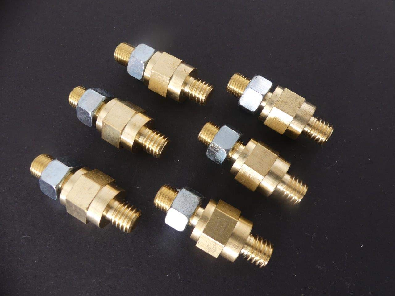 Tech Team #00800 Brass Side Post Battery Terminals, Solid Brass, 3/8-16 Thread, Long Stud, 6 Pack