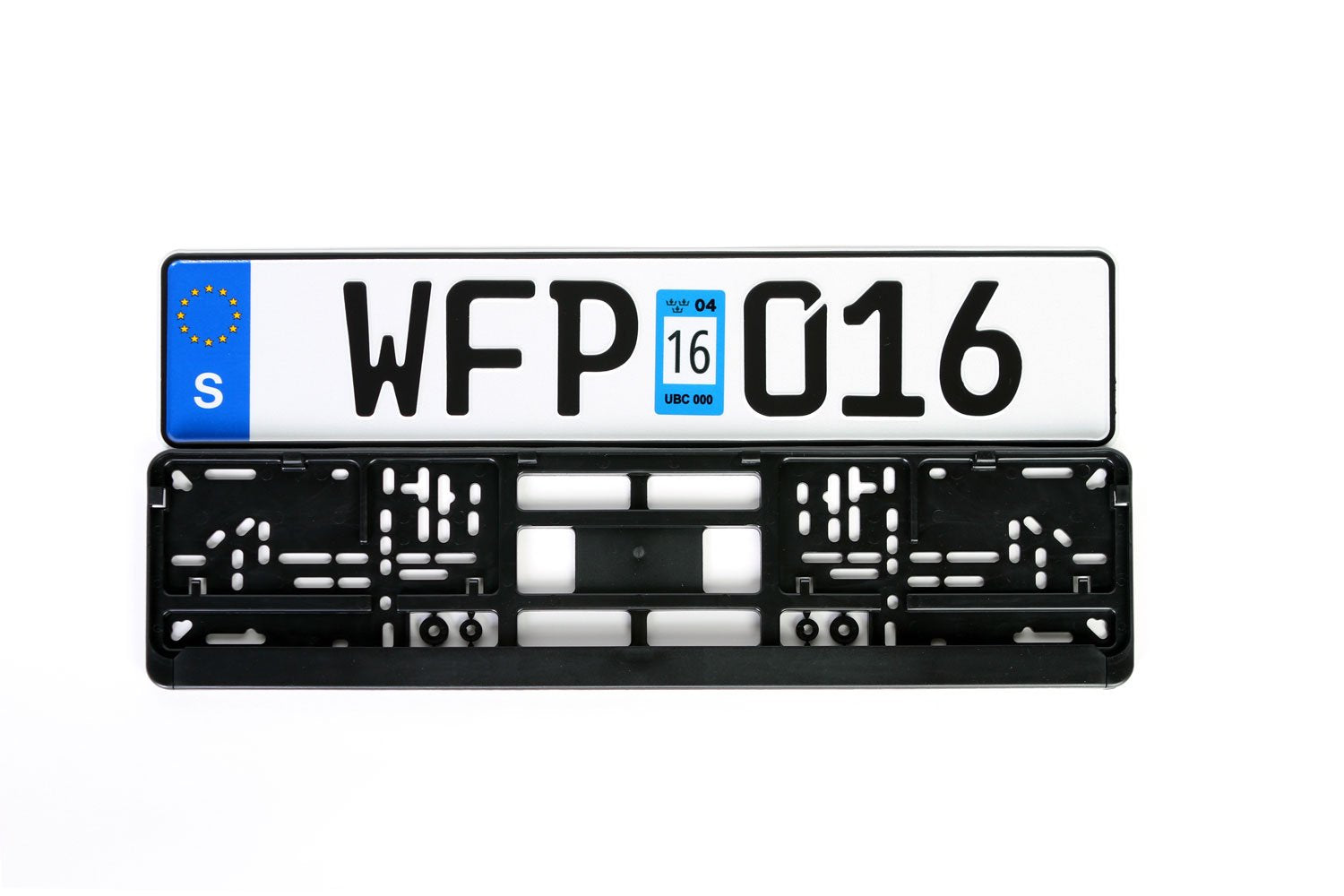 Sweden Euro Plate Package - Plate With Taxation Seal, Frame & Mounting Screws