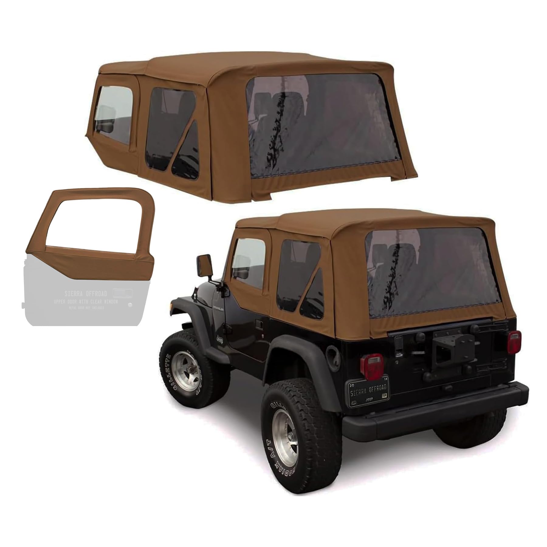 Sierra Offroad Soft Top For 1997 To 2006 Wrangler Tj - Spice, Sailcloth Vinyl - 2 Door Soft Top With Rear Plastic Tinted Windows