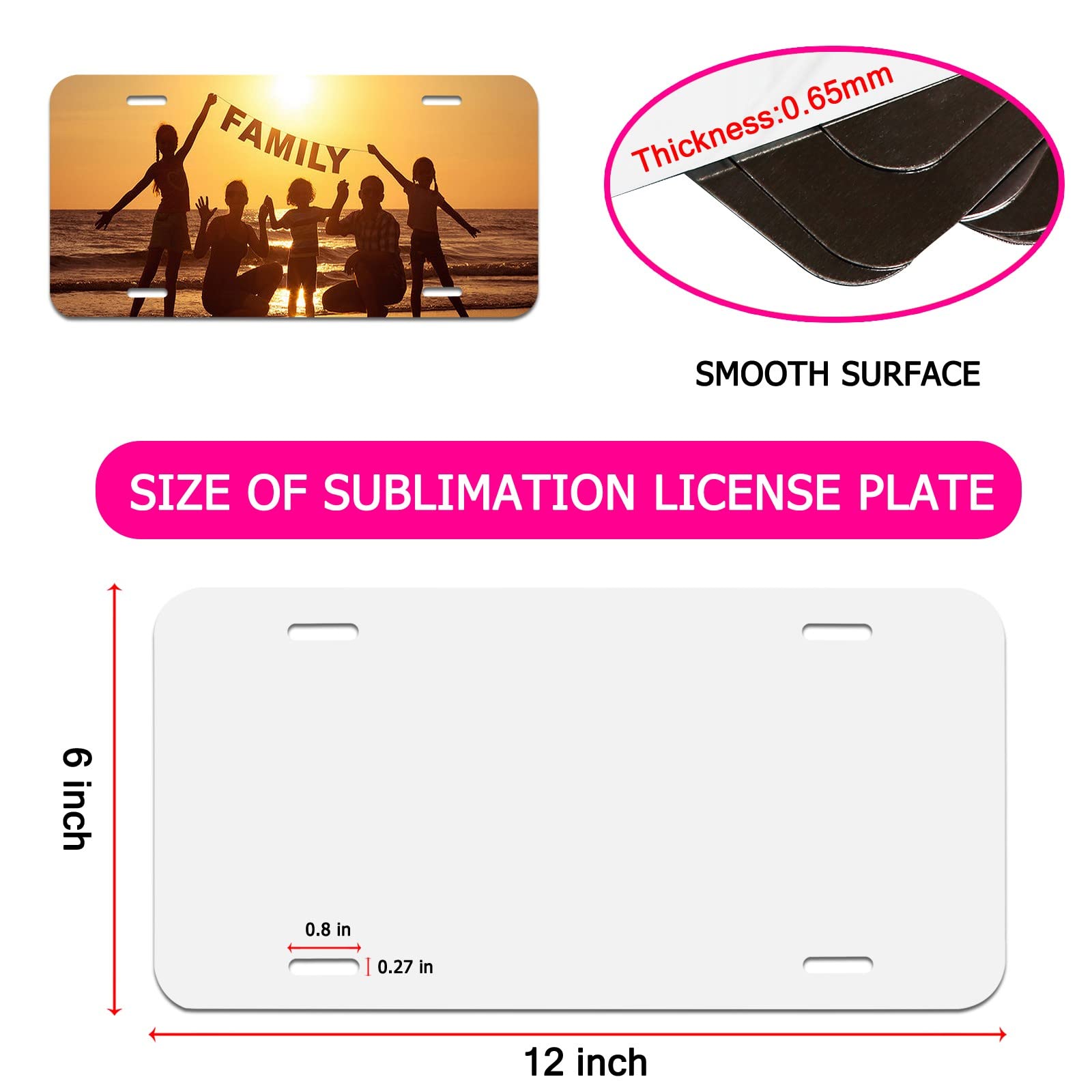4 Pcs Sublimation License Plate Blanks, Diy Picture Sublimation Blank Aluminium Metal Automotive License Plate Plates Tag For Ca