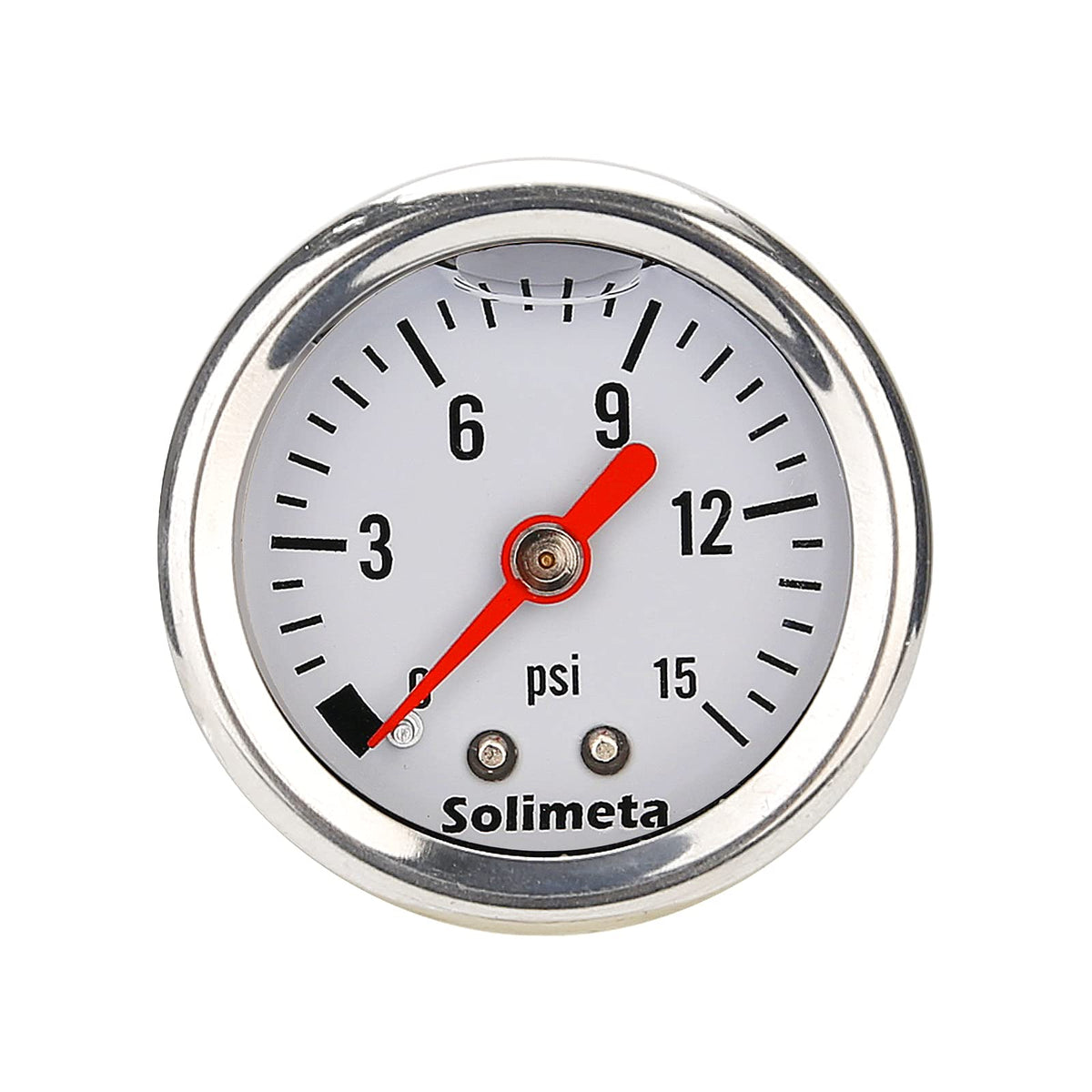 Solimeta 1.5' Dial Size, Oil Filled, Fuel Pressure Gauge 1/8 Npt, Inline Fuel Pressure Gauge, Automotive Replacement Fuel Pressure Gauge, 304 Stainless Steel Case, 0-15Psi, -3-2-3%
