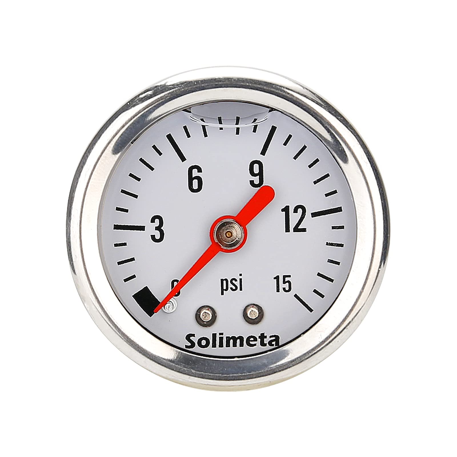 Solimeta 1.5'' Dial Size, Oil Filled, Fuel Pressure Gauge 1/8 NPT, Inline Fuel Pressure Gauge, Automotive Replacement Fuel Press