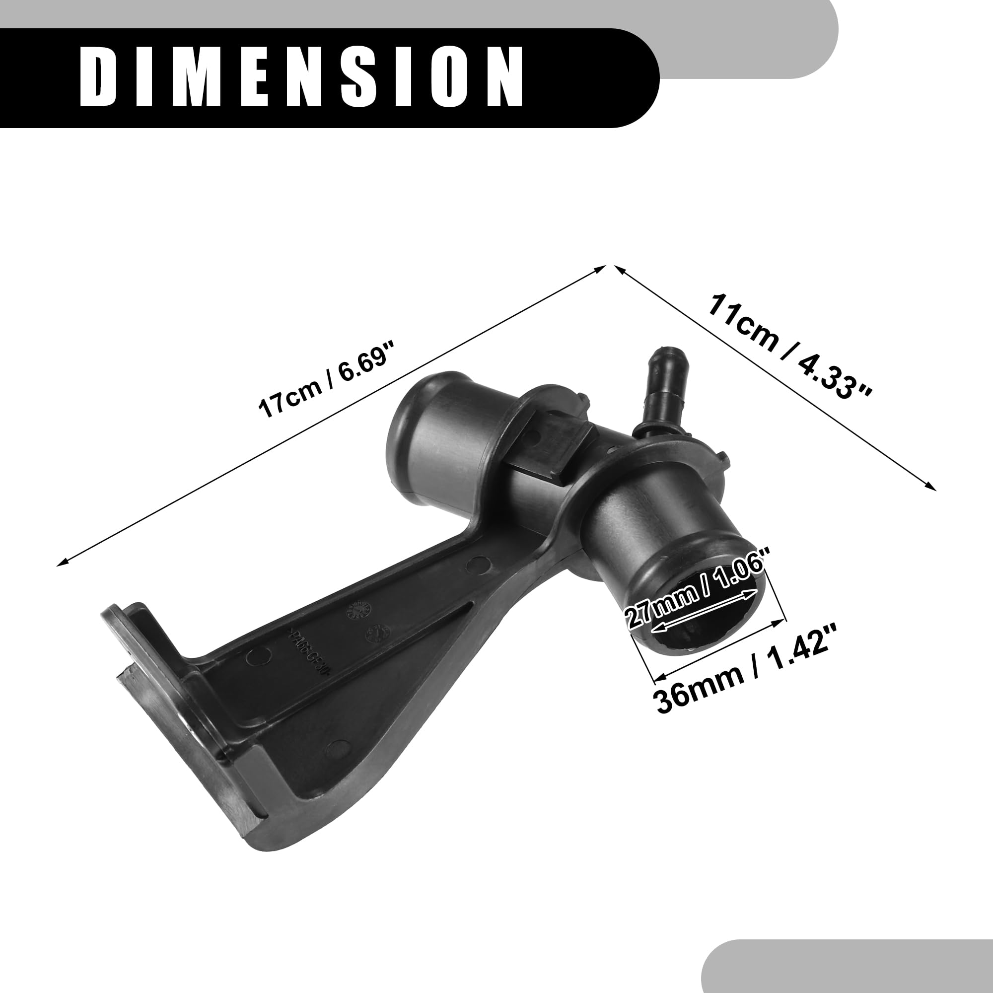 Partuto Engine Radiator Water Outlet Coolant Pipe No.165770T030 - Car Outlet Heater Hose Connector - For Toyota Corolla 1.8L 2009-2014 Plastic Black 1 Pc