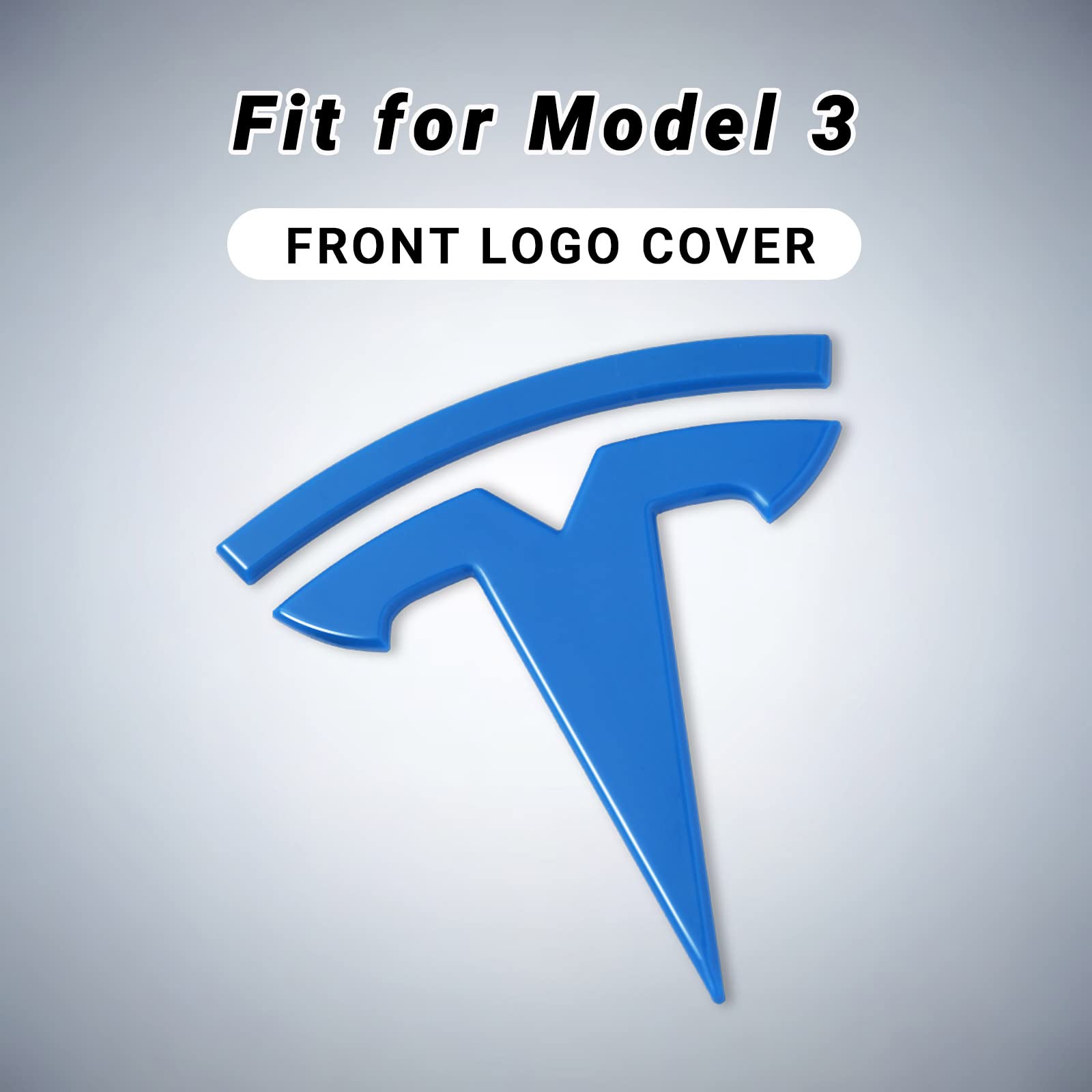 Tesla Model 3 Emblem Accessories Front Trunk Rear Trunk Logo Cover Sticker Badge Decals 2Pcs/Set (Blue)