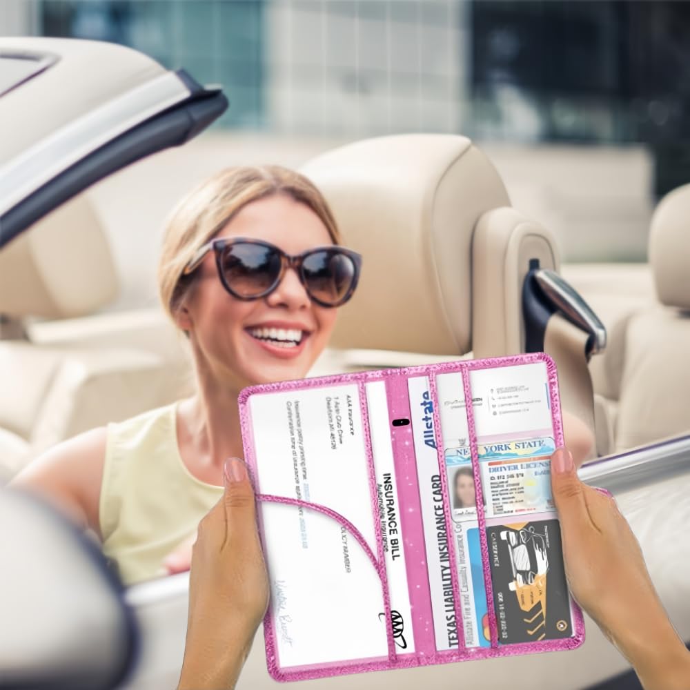 Car Registration And Insurance Card Holder, Car Document Holder For Cards, Driver Vehicle License Document Glove Box Compartment