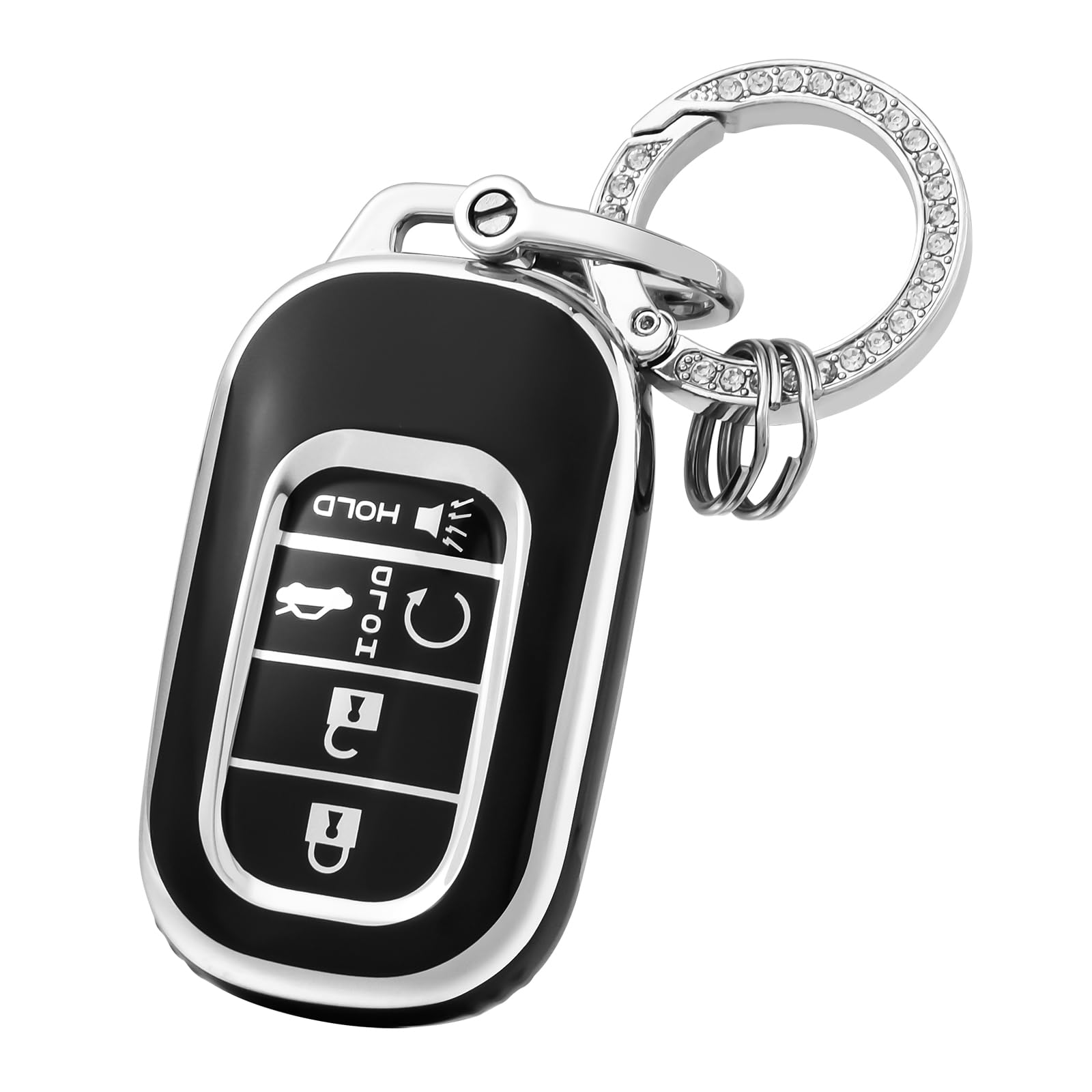 OFFCURVE Key Fob Cover with Keychain for Honda, Car Key Case Compatible with 2022 2023 Honda Civic Accord HR-V CR-V Pilot Sport 