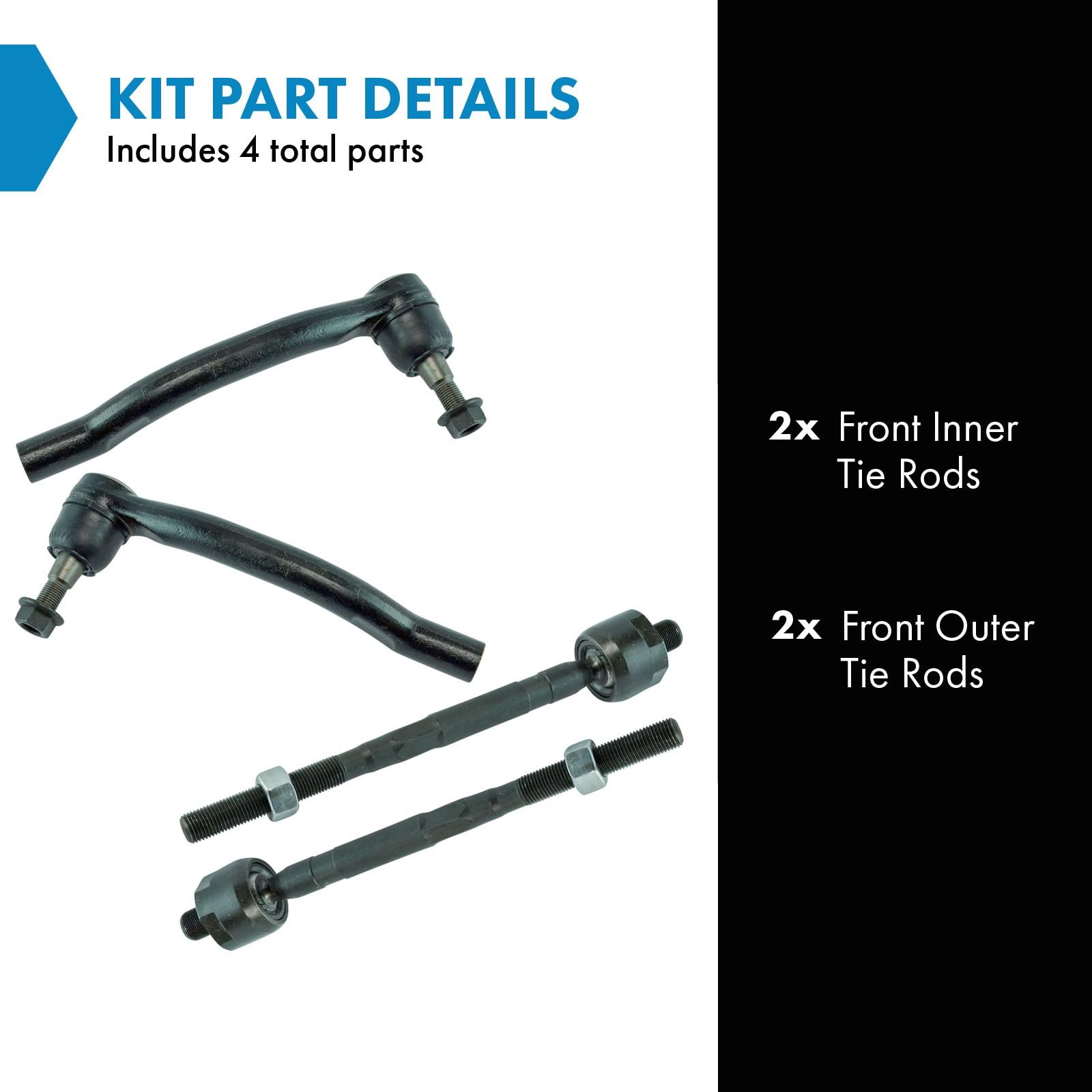 Trq Front Tie Rod Set Compatible With 2009-2014 Nissan Murano