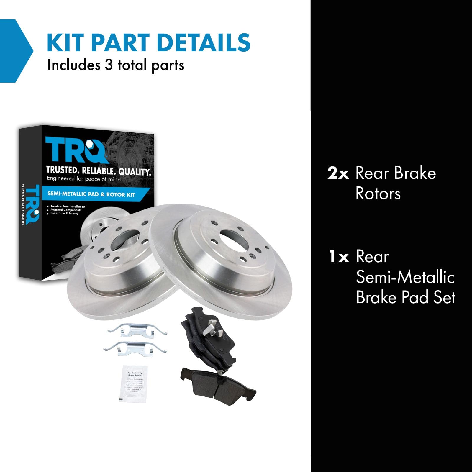 Trq Rear Brake Pad & Rotor Kit Brake Pads Brake Rotor Semi-Metallic Compatible With 2007-2009 Mercedes-Benz Ml320 2006-2011 Ml35