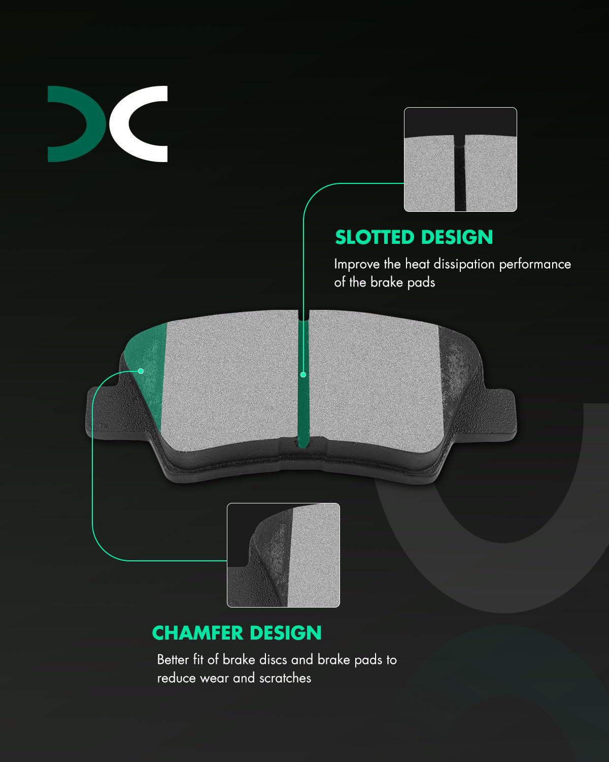 Scitoo Rear Disc Brake Pad Set 4Pcs W/Hardware Fit For Hyundai 2016 2017 2018 2019 2020 2021 2022 2023,For Kia 2014 2015 2016 20