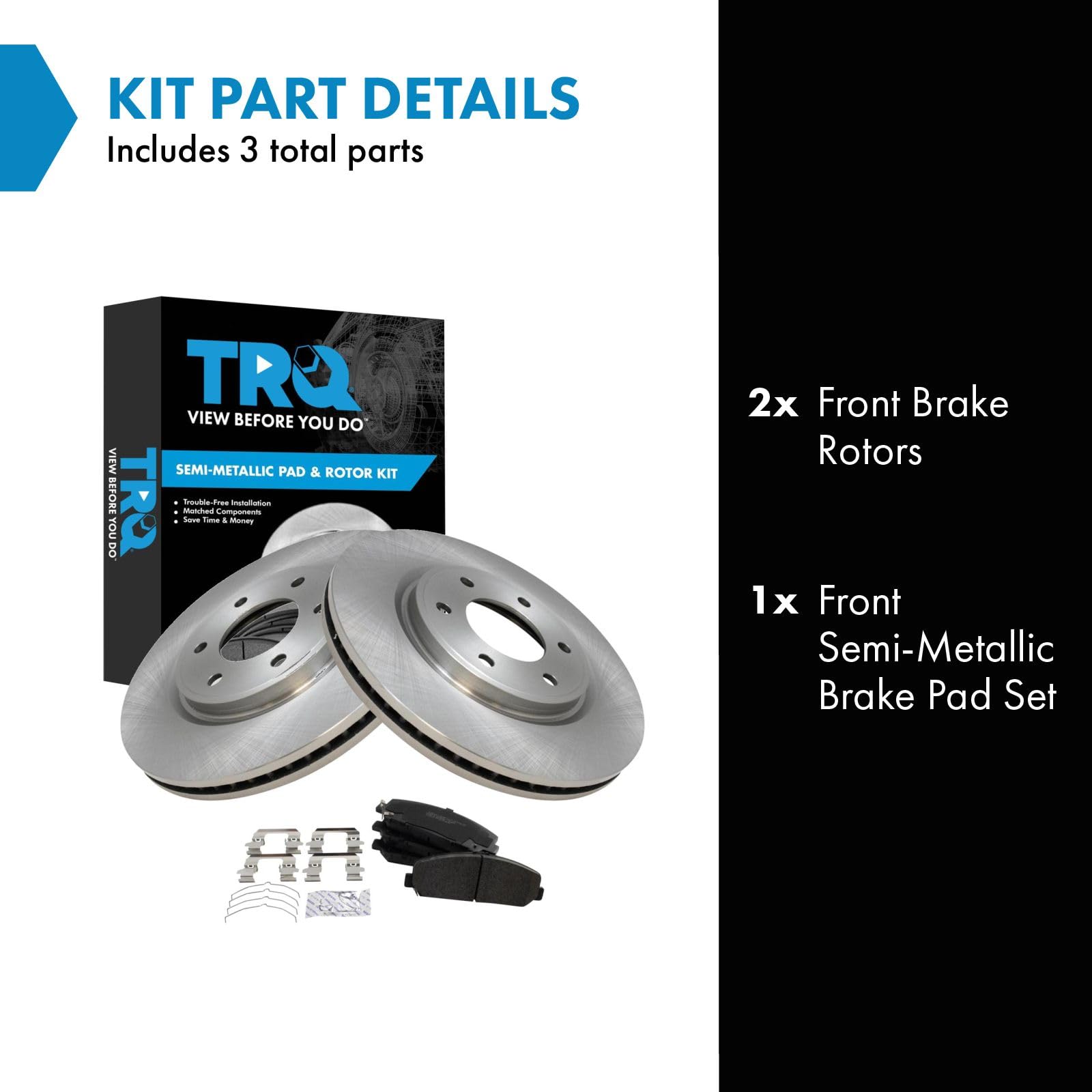 Trq Brake Pad & Rotor Kit Semi-Metallic Front Compatible With 2008-2010 Infiniti Qx56 2008-2011 Nissan Armada Titan