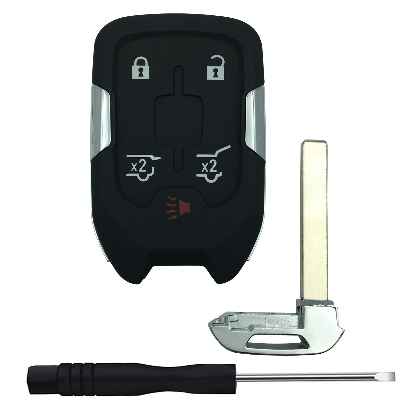 Replacement Keyless Entry Remote Key Fob Shell Case For Gmc Yukon Chevy Tahoe Suburban Silverado Car Key Fob Cover (5 Button-A)